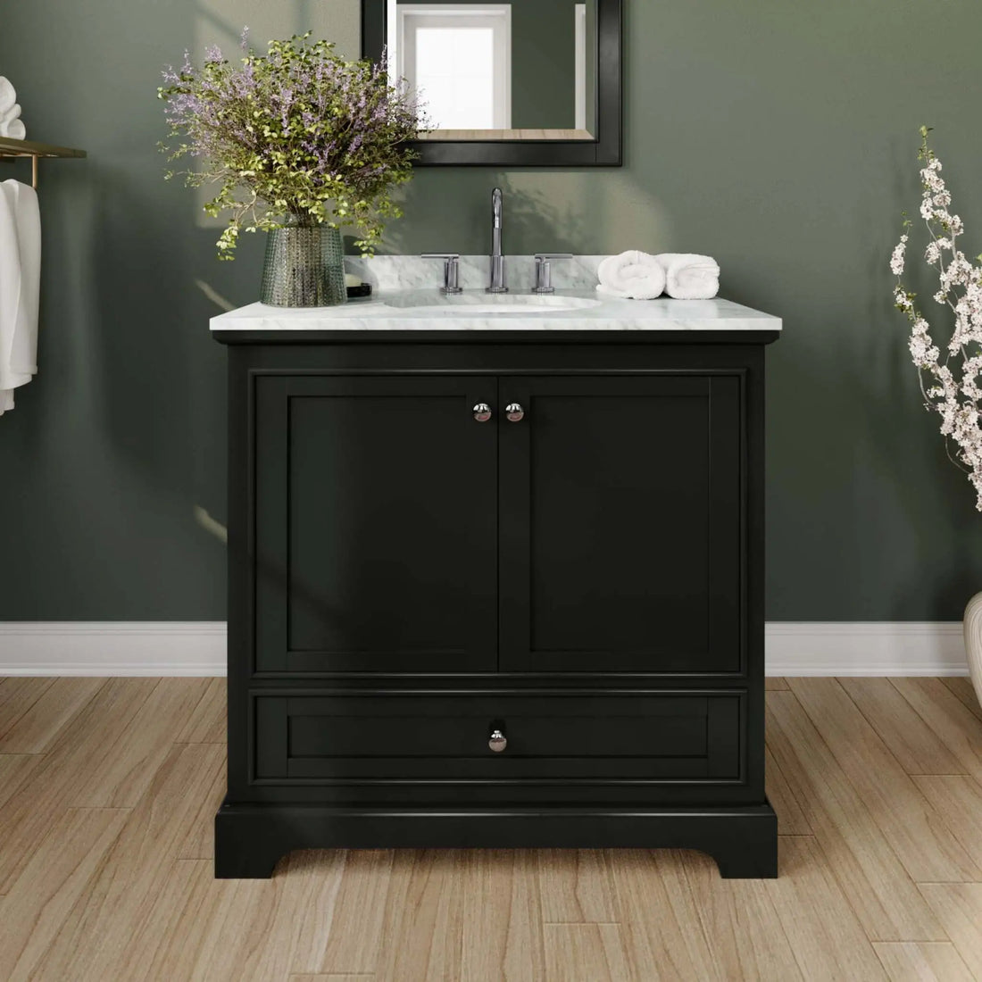 36" Deborah Single Bathroom Vanity in Dark Espresso with Polished Chrome Trim by Wyndham