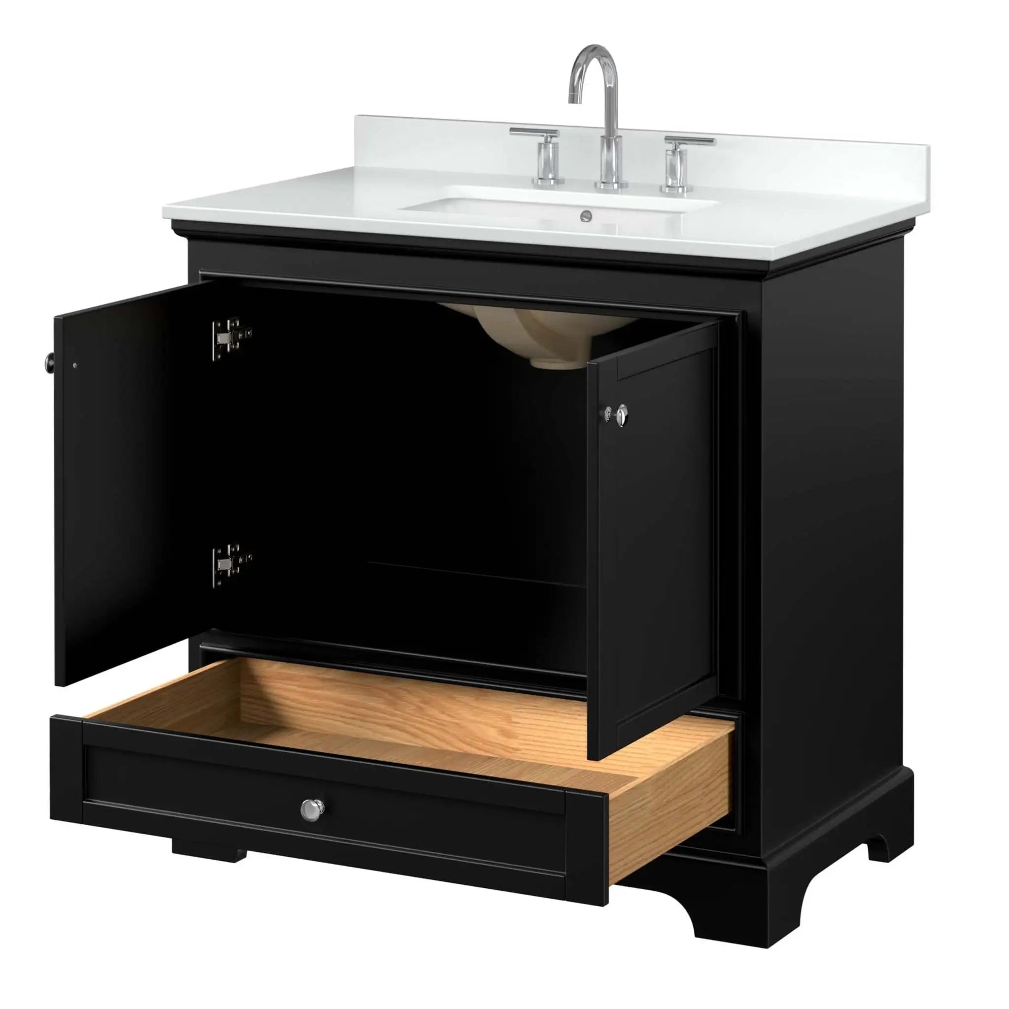 36" Deborah Single Bathroom Vanity in Dark Espresso with Polished Chrome Trim by Wyndham