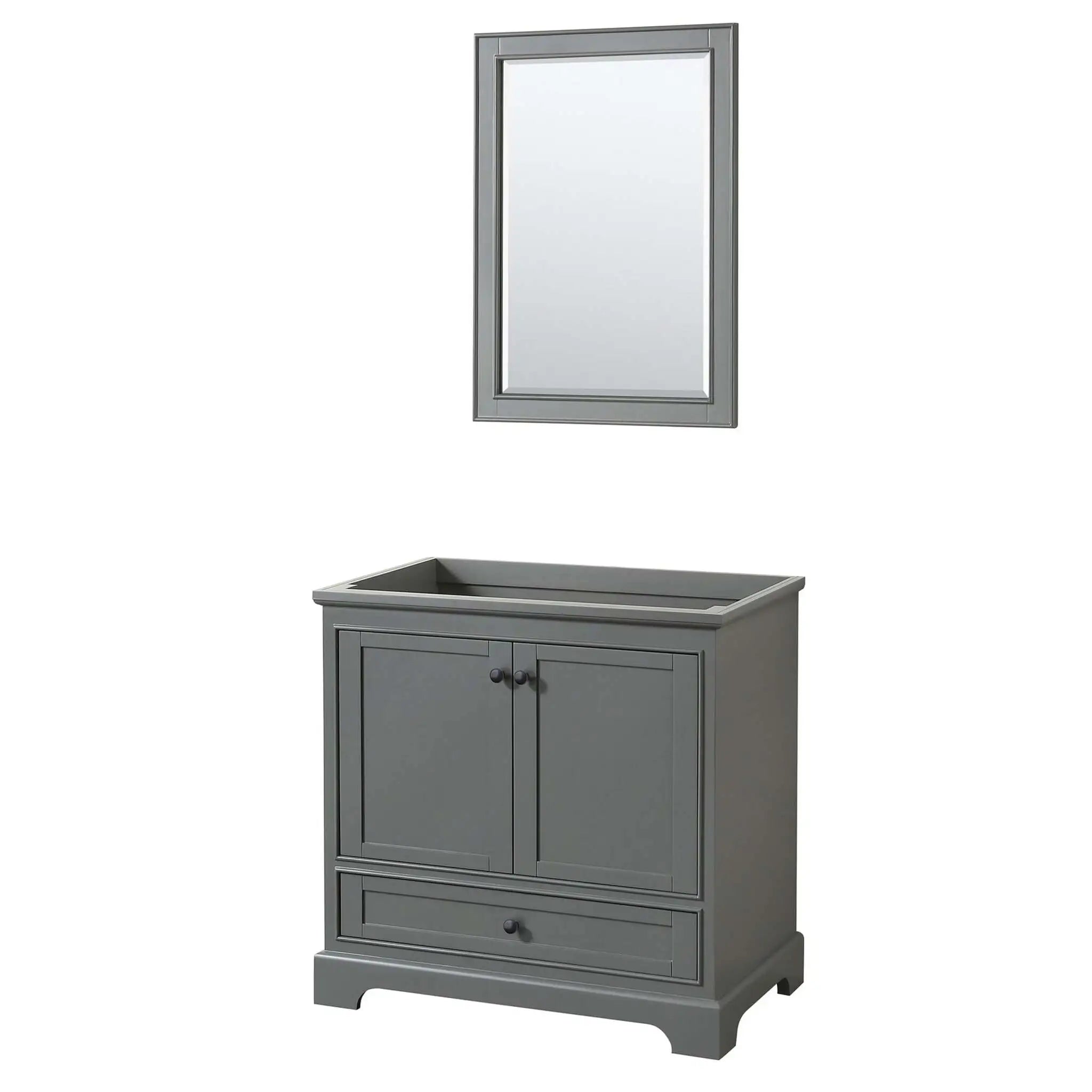 36" Deborah Single Bathroom Vanity in Dark Gray with Matte Black Trim & 24" Mirror by Wyndham