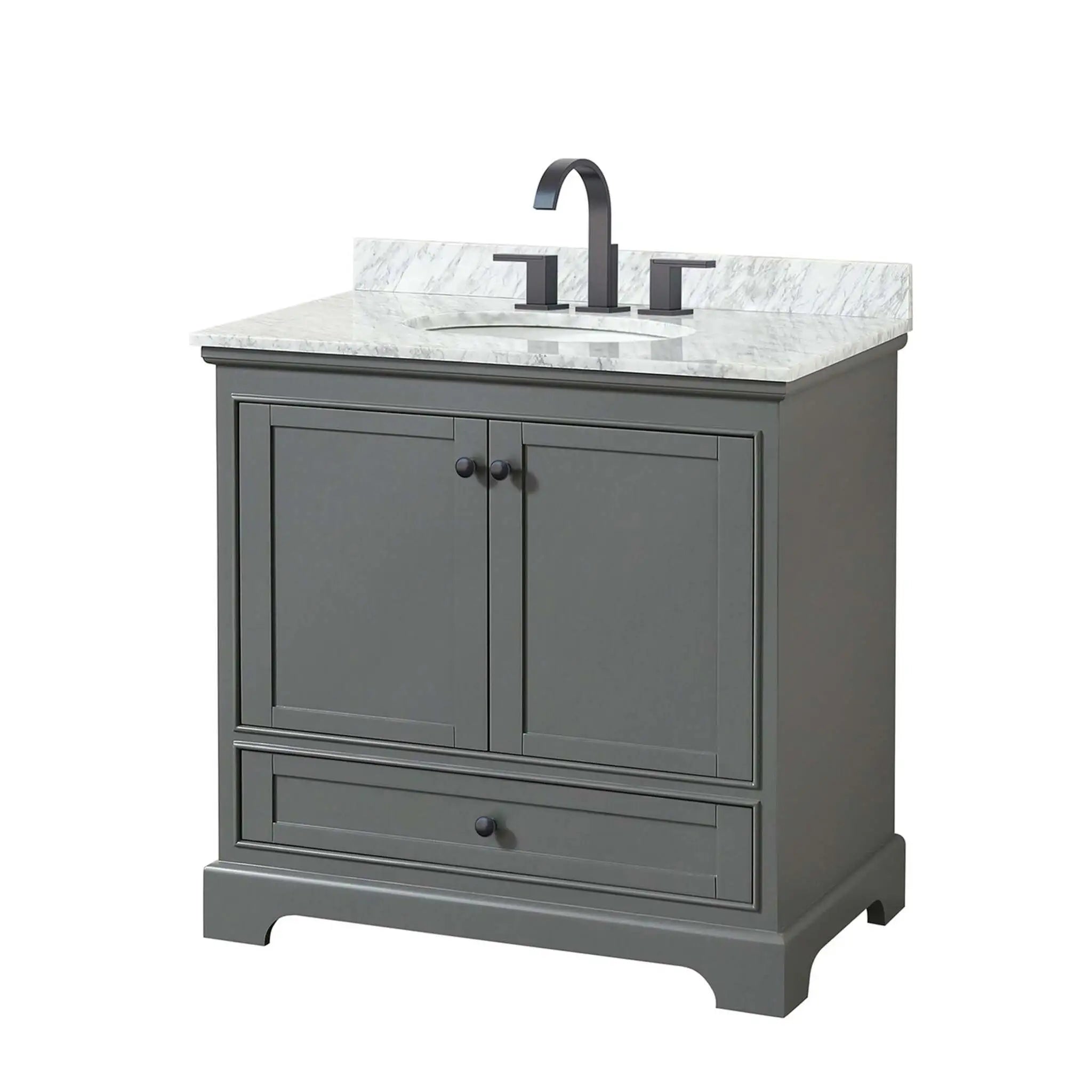 36" Deborah Single Bathroom Vanity in Dark Gray with Matte Black Trim by Wyndham