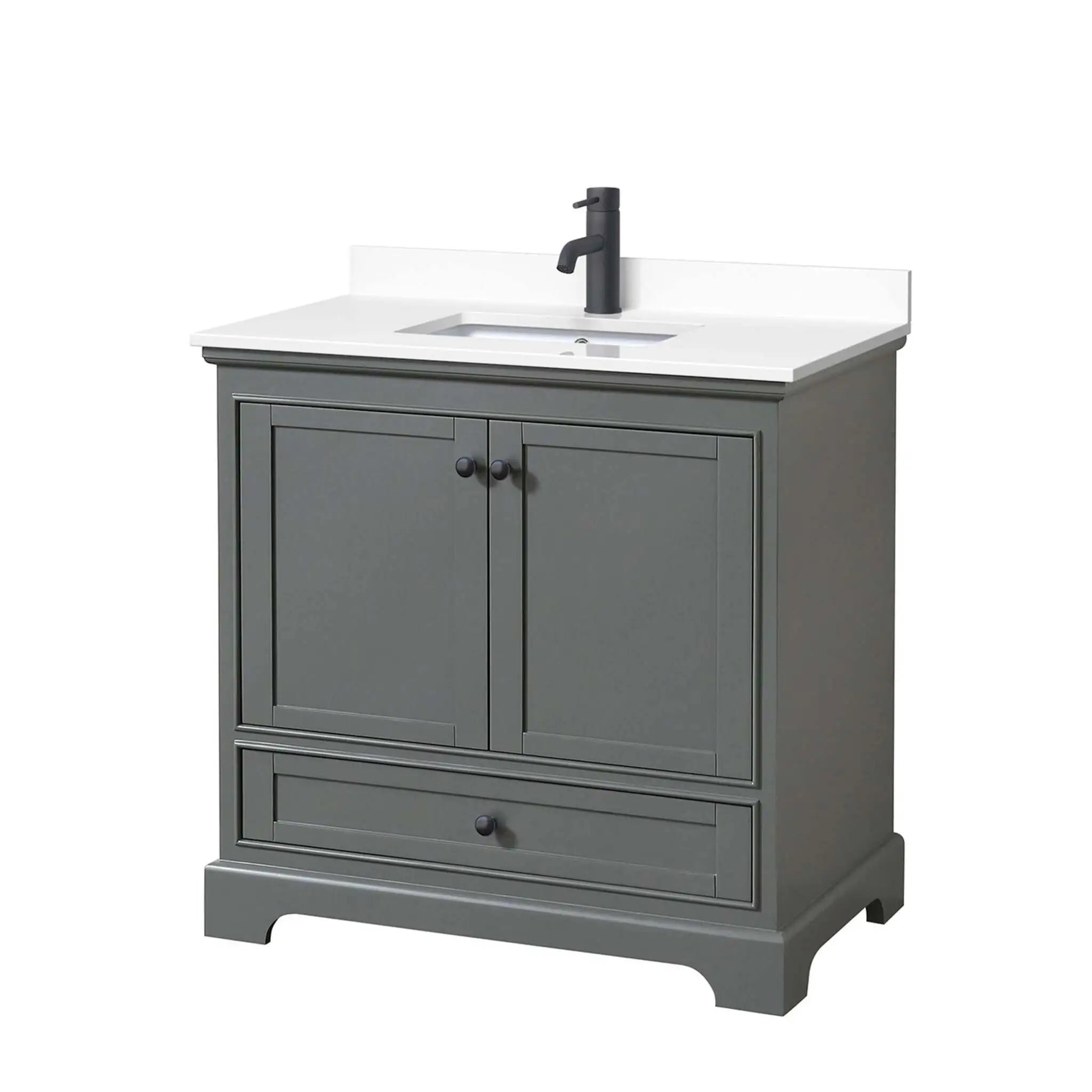 36" Deborah Single Bathroom Vanity in Dark Gray with Matte Black Trim by Wyndham