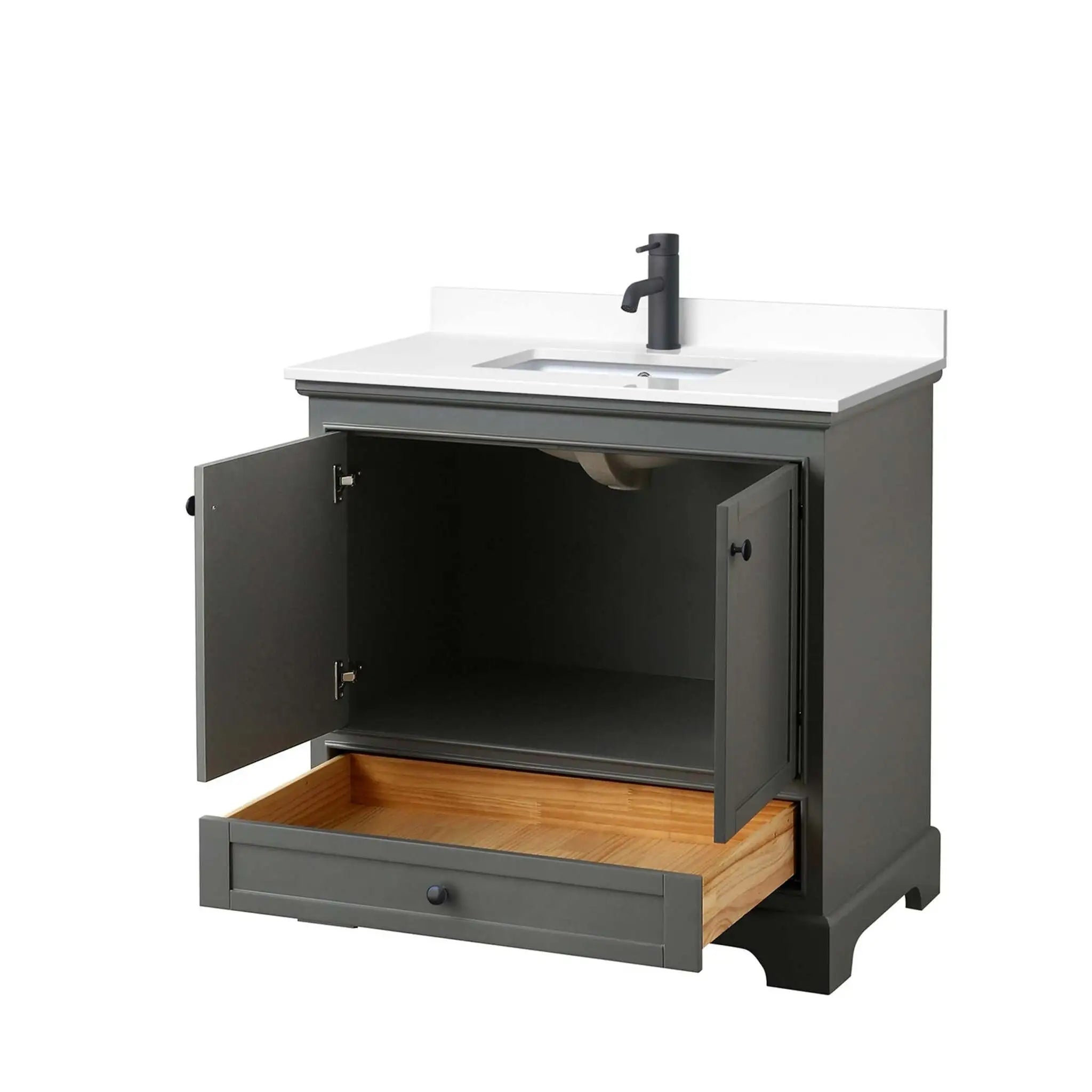 36" Deborah Single Bathroom Vanity in Dark Gray with Matte Black Trim by Wyndham