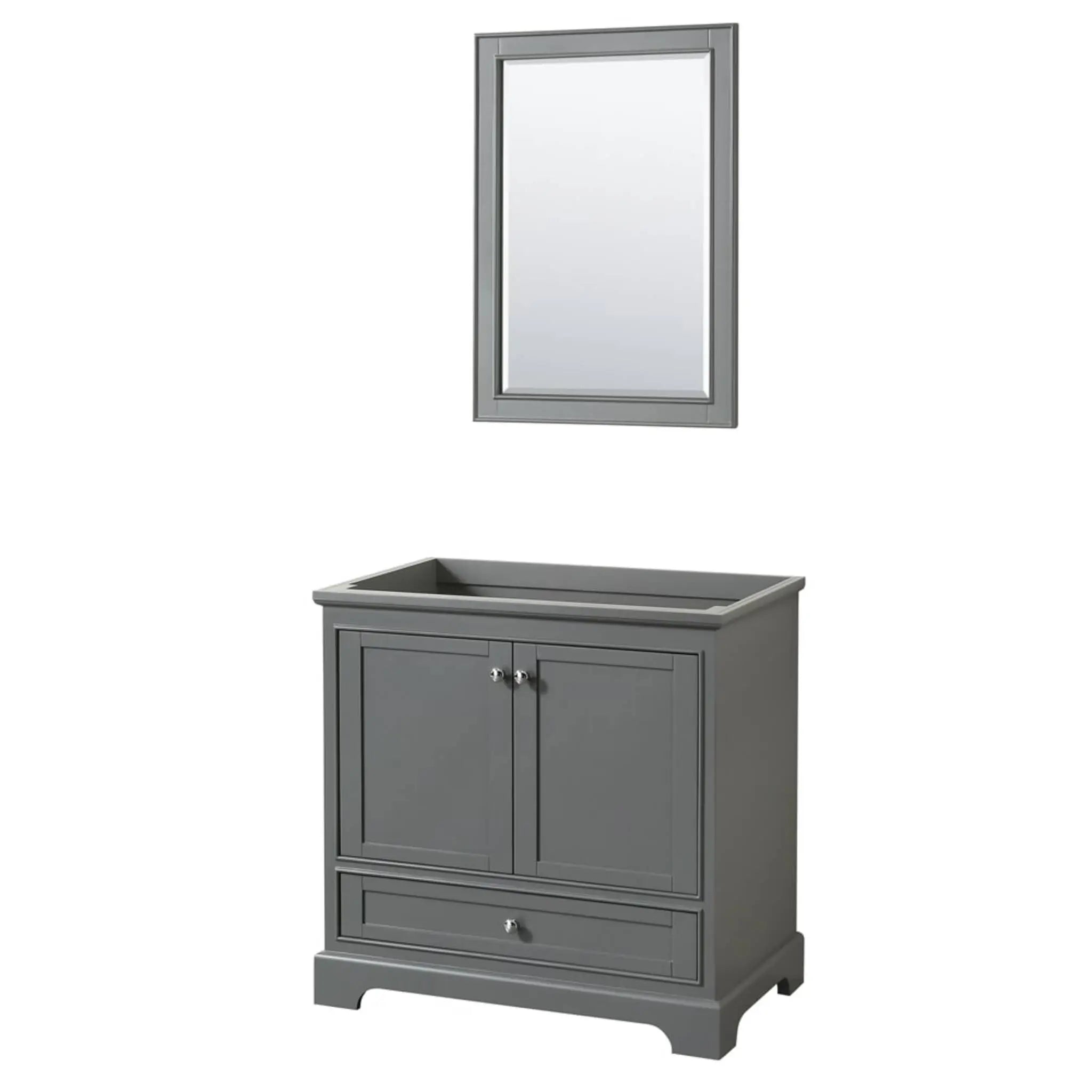 36" Deborah Single Bathroom Vanity in Dark Gray with Polished Chrome Trim & 24" Mirror by Wyndham