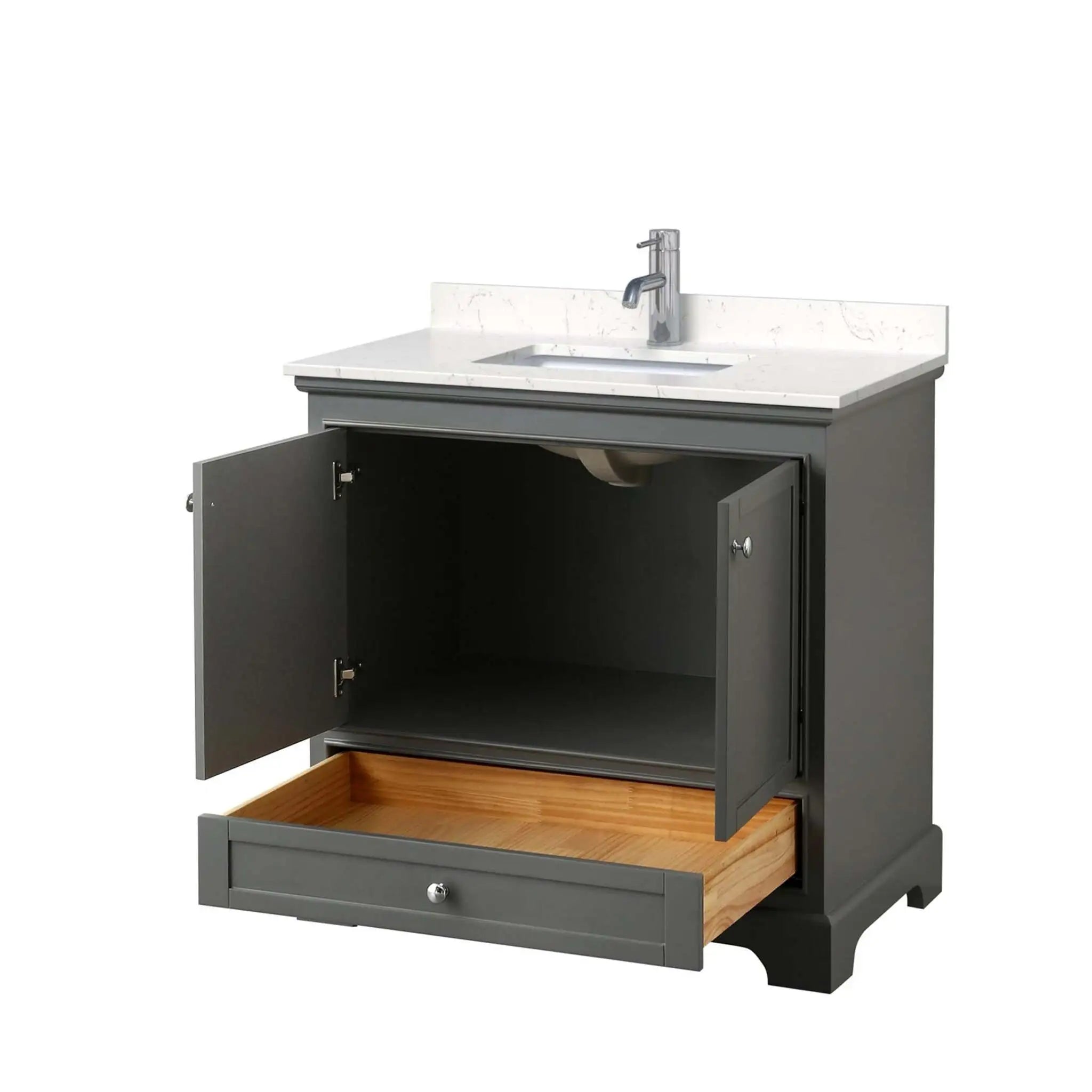 36" Deborah Single Bathroom Vanity in Dark Gray with Polished Chrome Trim by Wyndham
