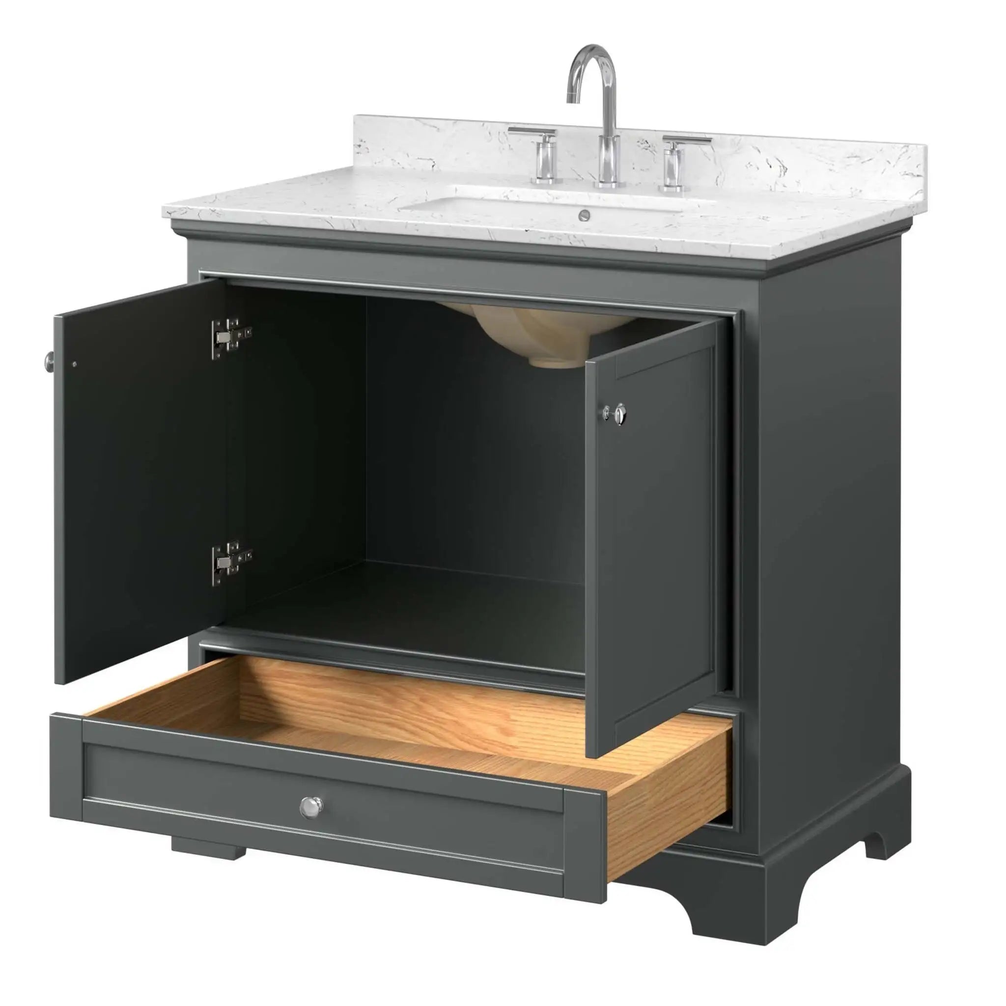 36" Deborah Single Bathroom Vanity in Dark Gray with Polished Chrome Trim by Wyndham