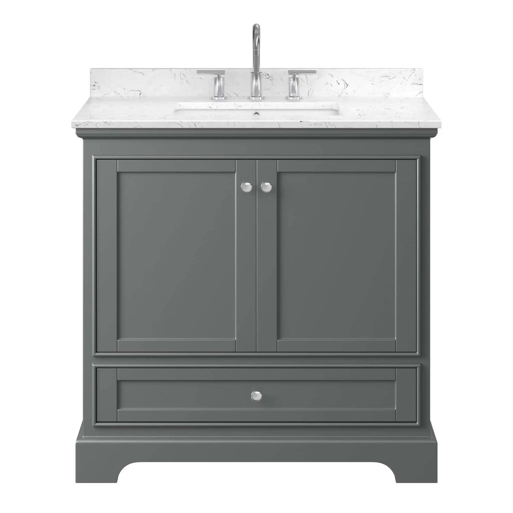 36" Deborah Single Bathroom Vanity in Dark Gray with Polished Chrome Trim by Wyndham