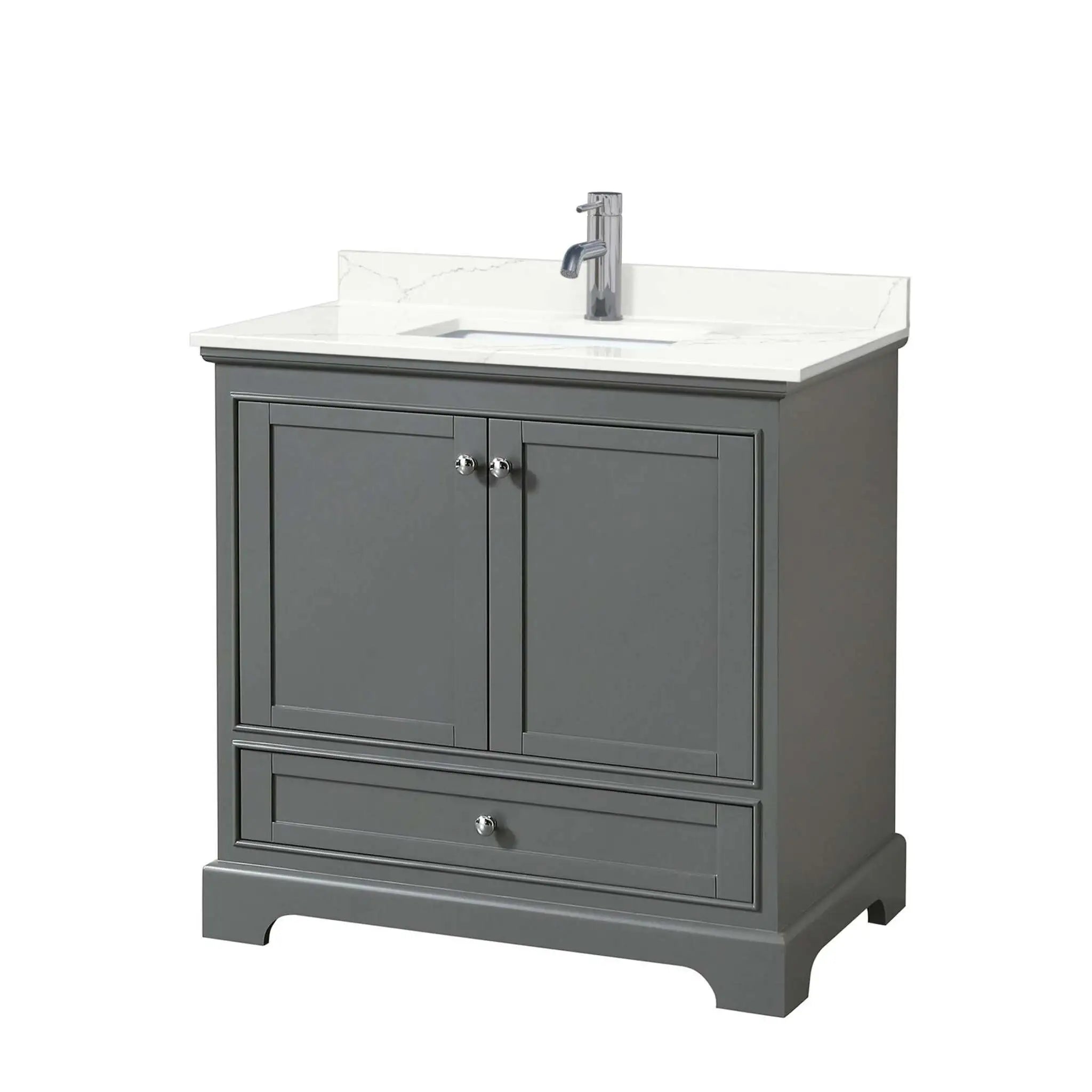 36" Deborah Single Bathroom Vanity in Dark Gray with Polished Chrome Trim by Wyndham