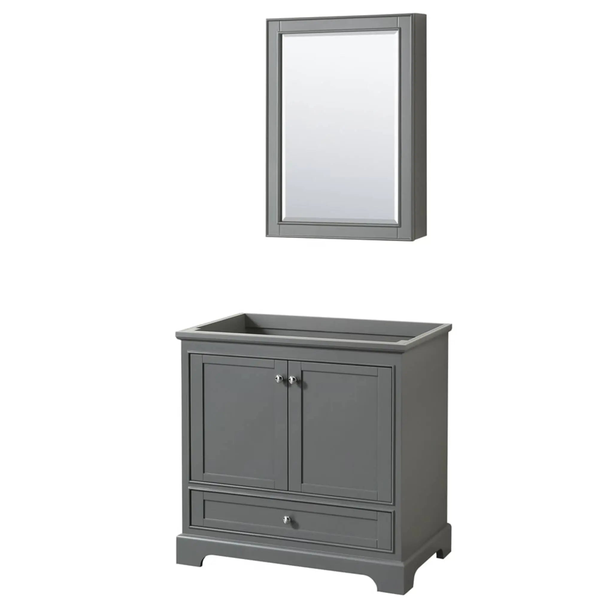 36" Deborah Single Bathroom Vanity in Dark Gray with Polished Chrome Trim & Medicine Cabinet by Wyndham