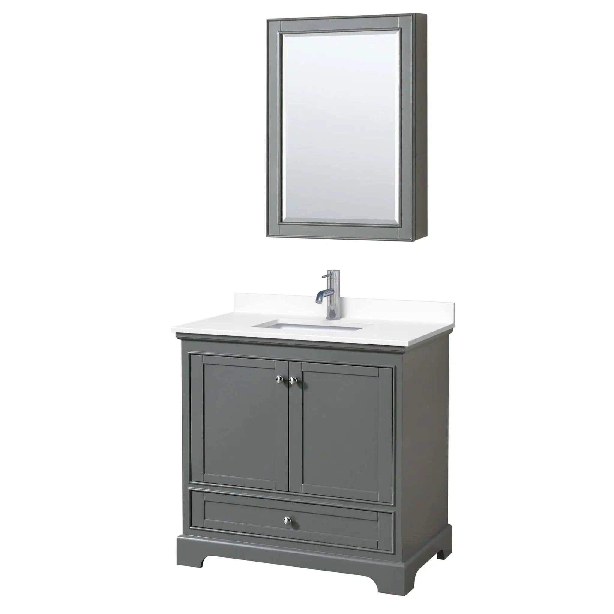 36" Deborah Single Bathroom Vanity in Dark Gray with Polished Chrome Trim & Medicine Cabinet by Wyndham