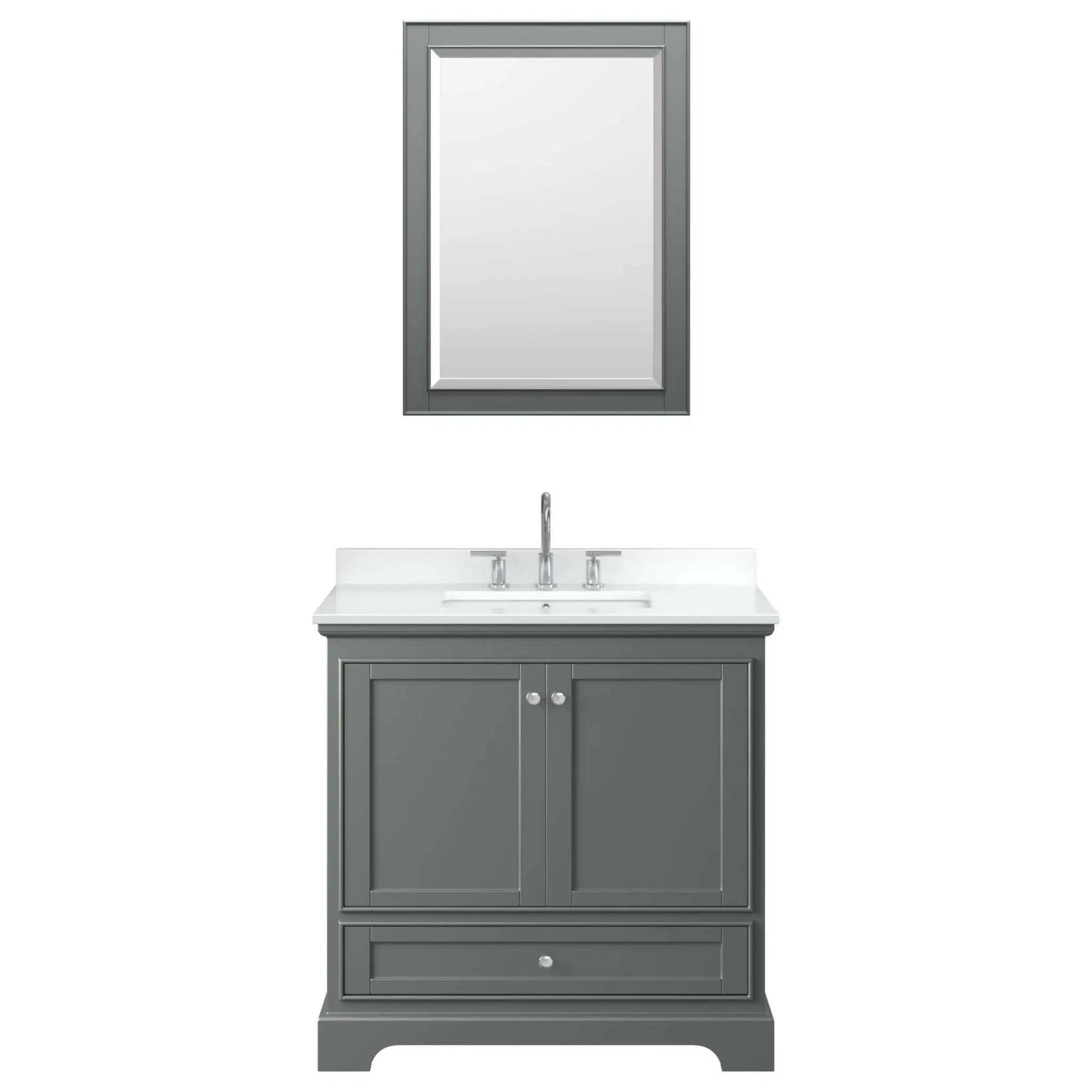 36" Deborah Single Bathroom Vanity in Dark Gray with Polished Chrome Trim & Medicine Cabinet by Wyndham