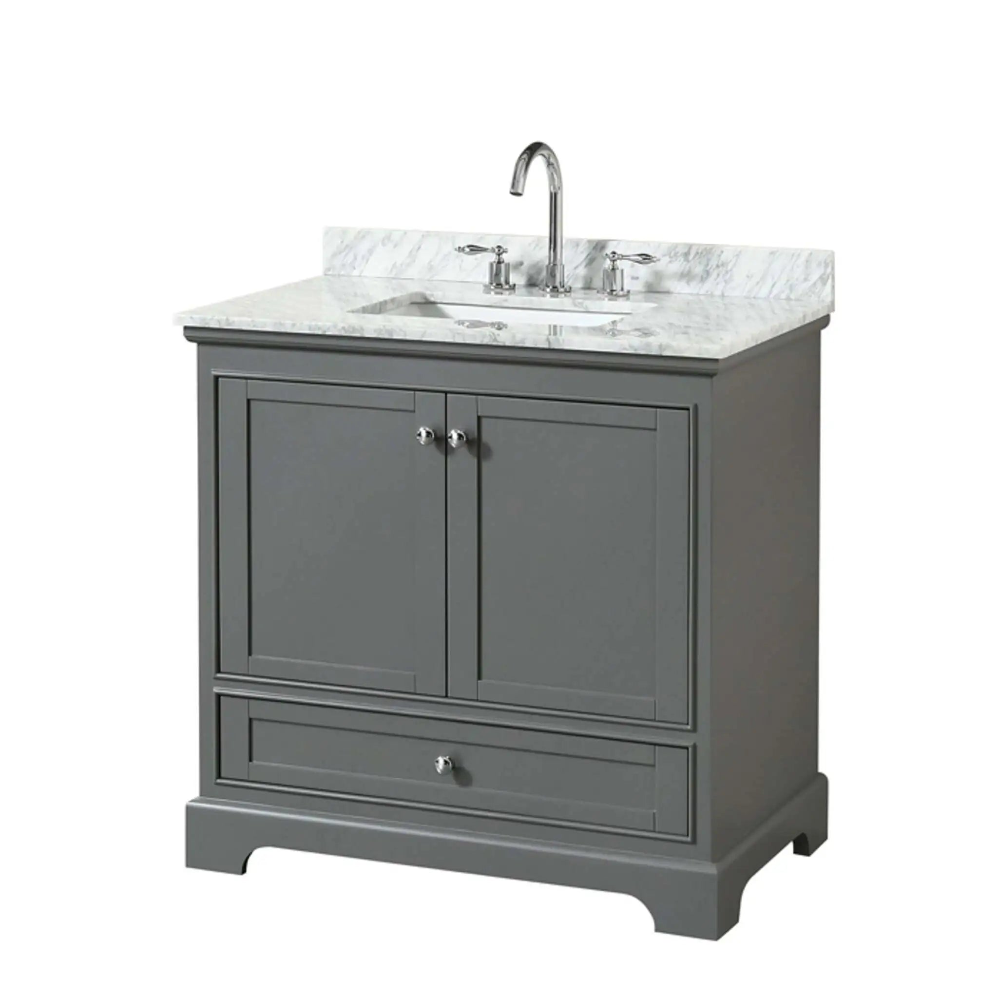 36" Deborah Single Bathroom Vanity in Dark Gray with Polished Chrome Trim by Wyndham