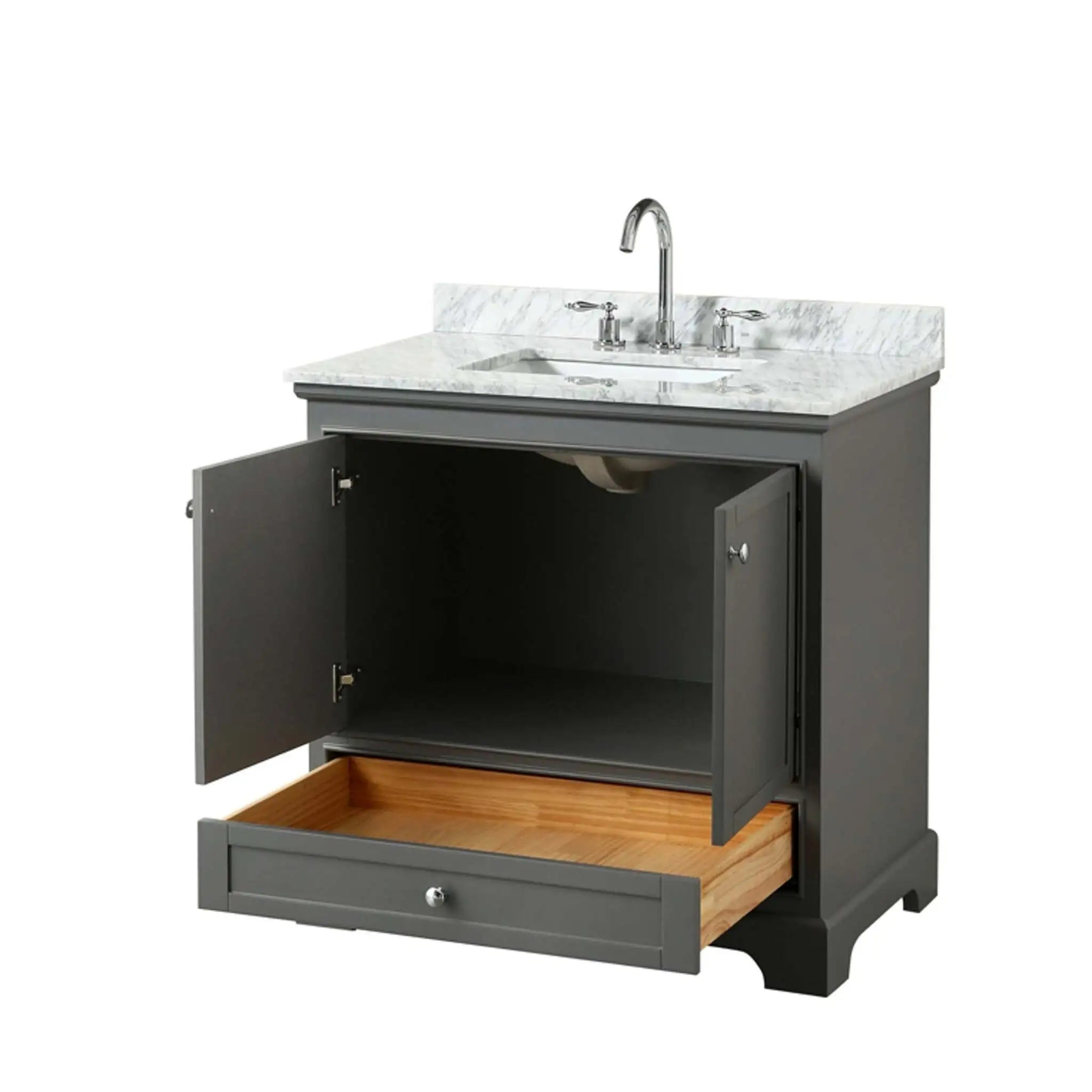 36" Deborah Single Bathroom Vanity in Dark Gray with Polished Chrome Trim by Wyndham
