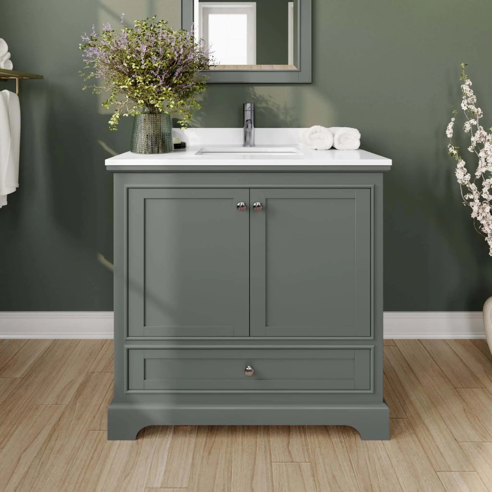 36" Deborah Single Bathroom Vanity in Dark Gray with Polished Chrome Trim by Wyndham