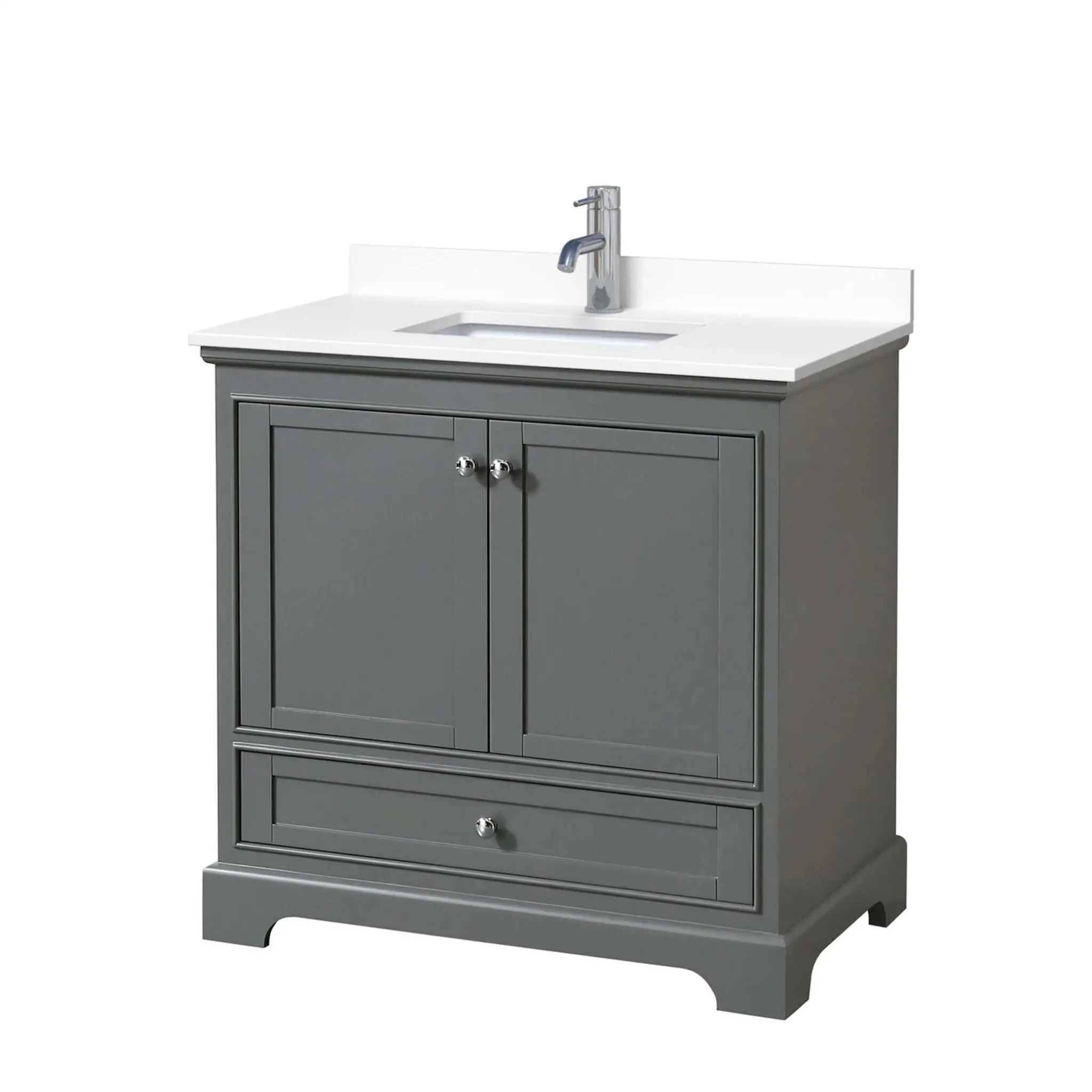36" Deborah Single Bathroom Vanity in Dark Gray with Polished Chrome Trim by Wyndham