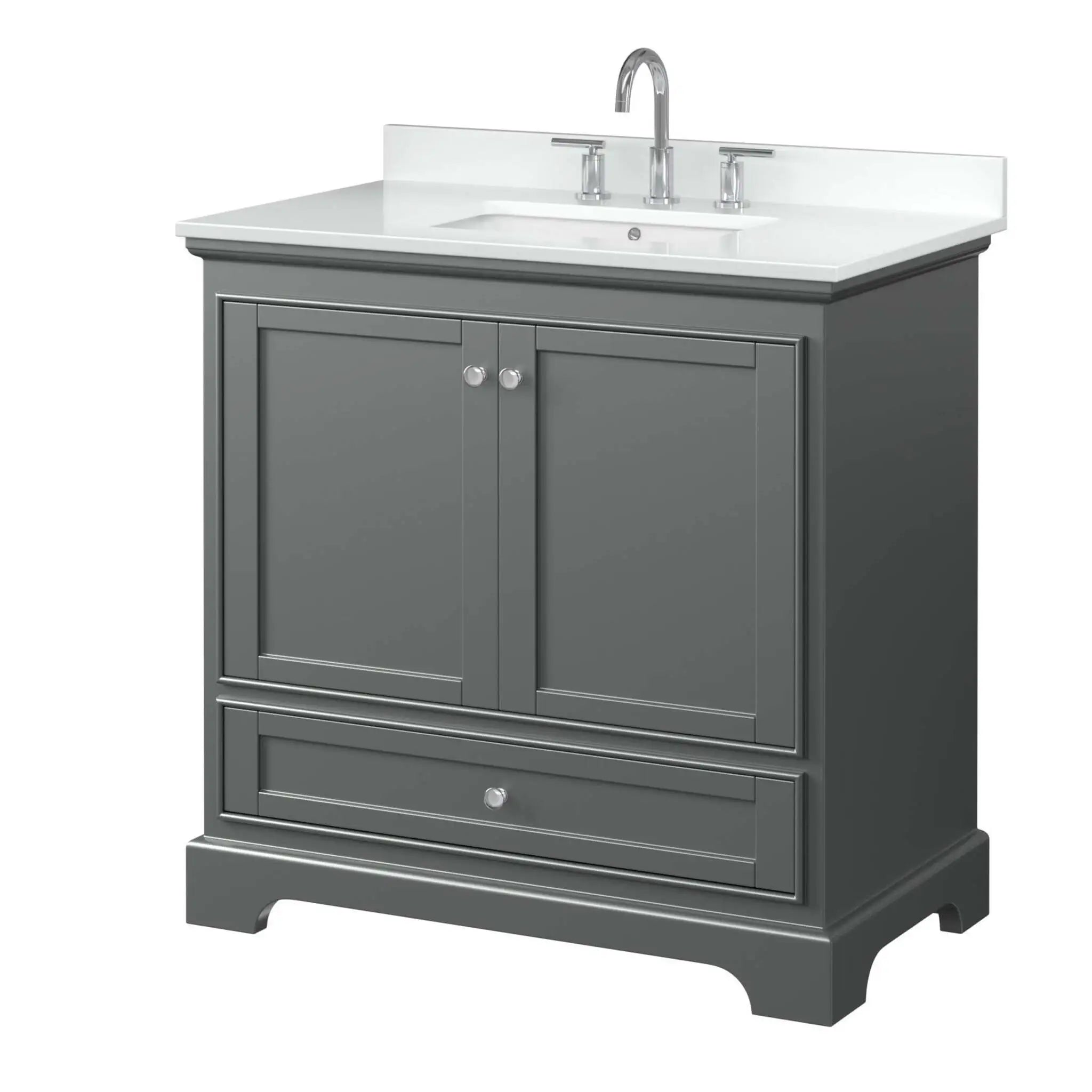 36" Deborah Single Bathroom Vanity in Dark Gray with Polished Chrome Trim by Wyndham