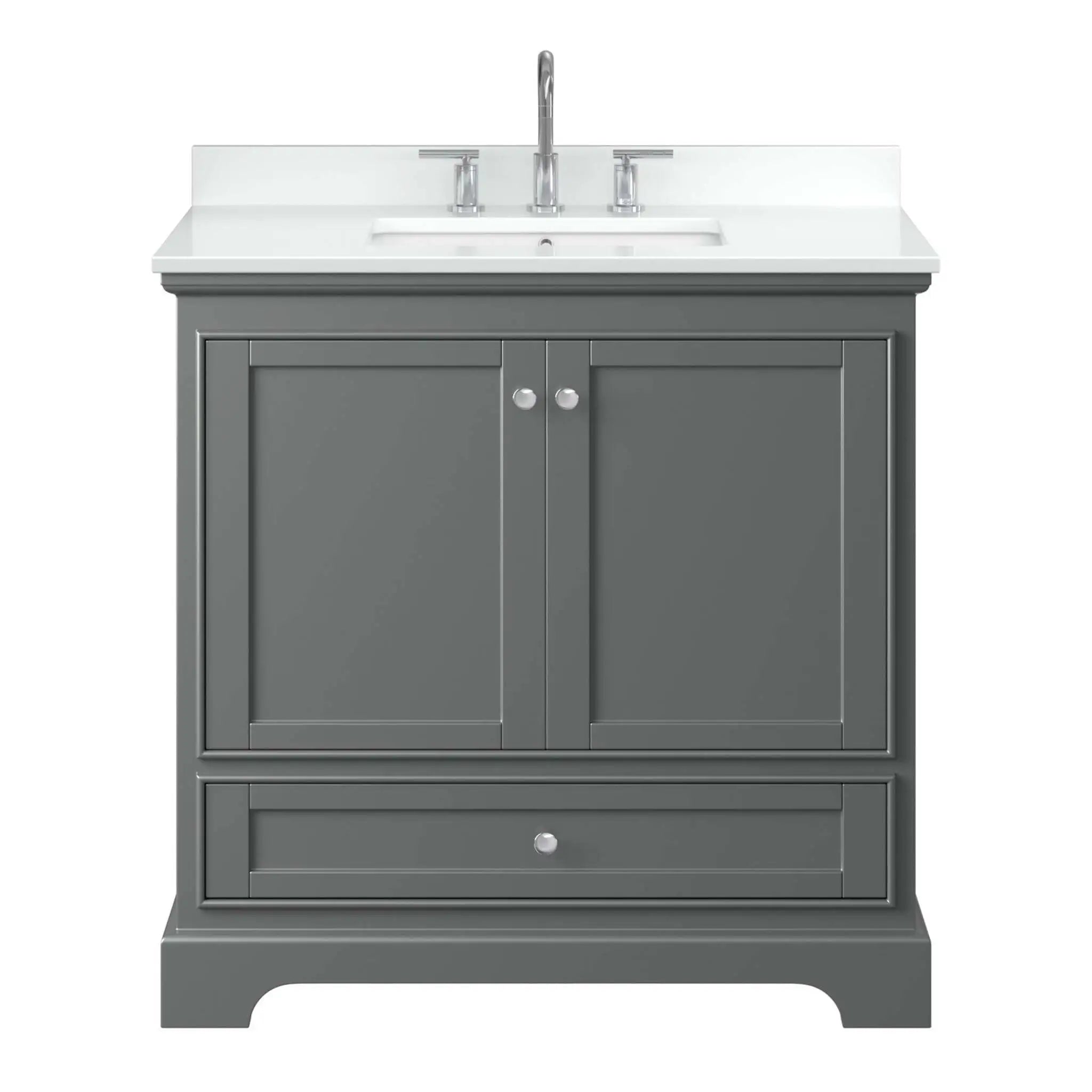 36" Deborah Single Bathroom Vanity in Dark Gray with Polished Chrome Trim by Wyndham