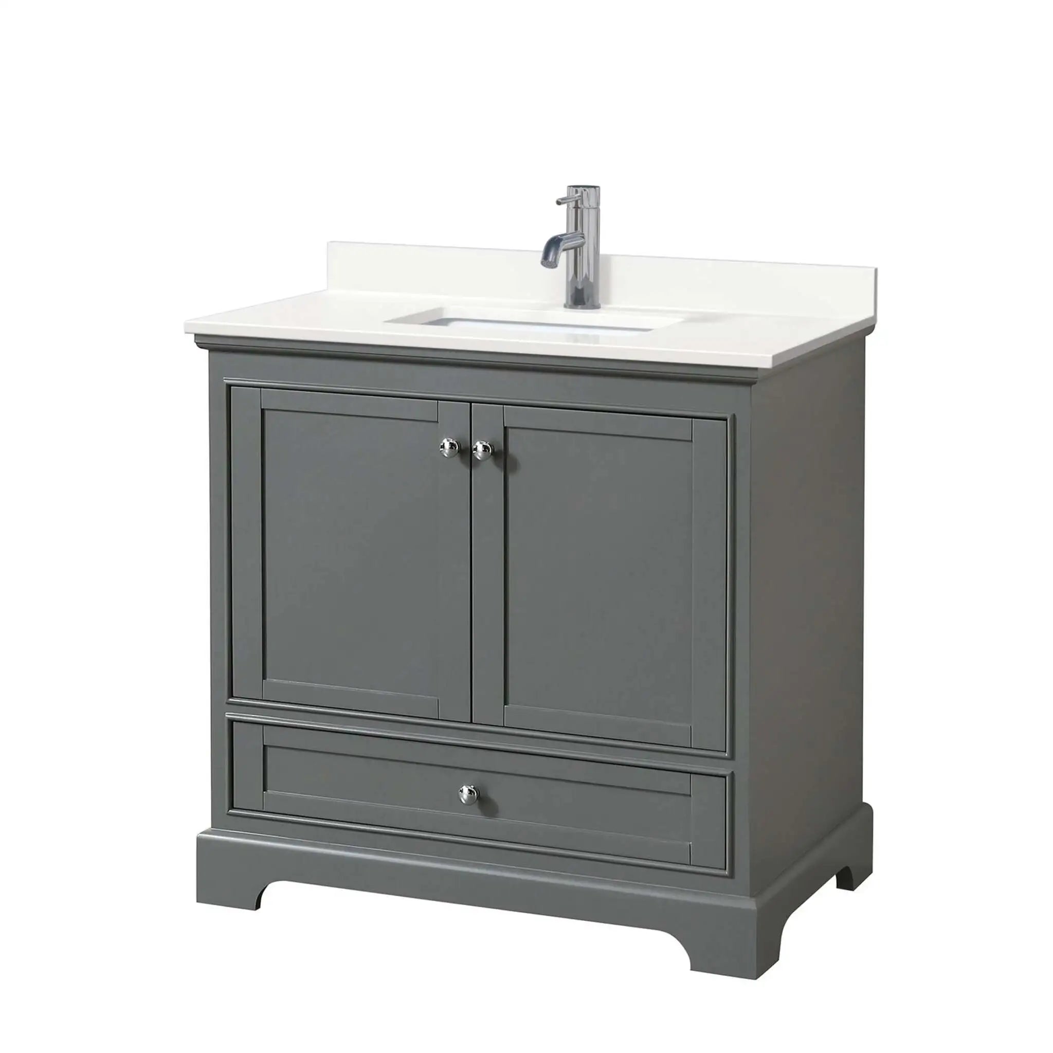 36" Deborah Single Bathroom Vanity in Dark Gray with Polished Chrome Trim by Wyndham