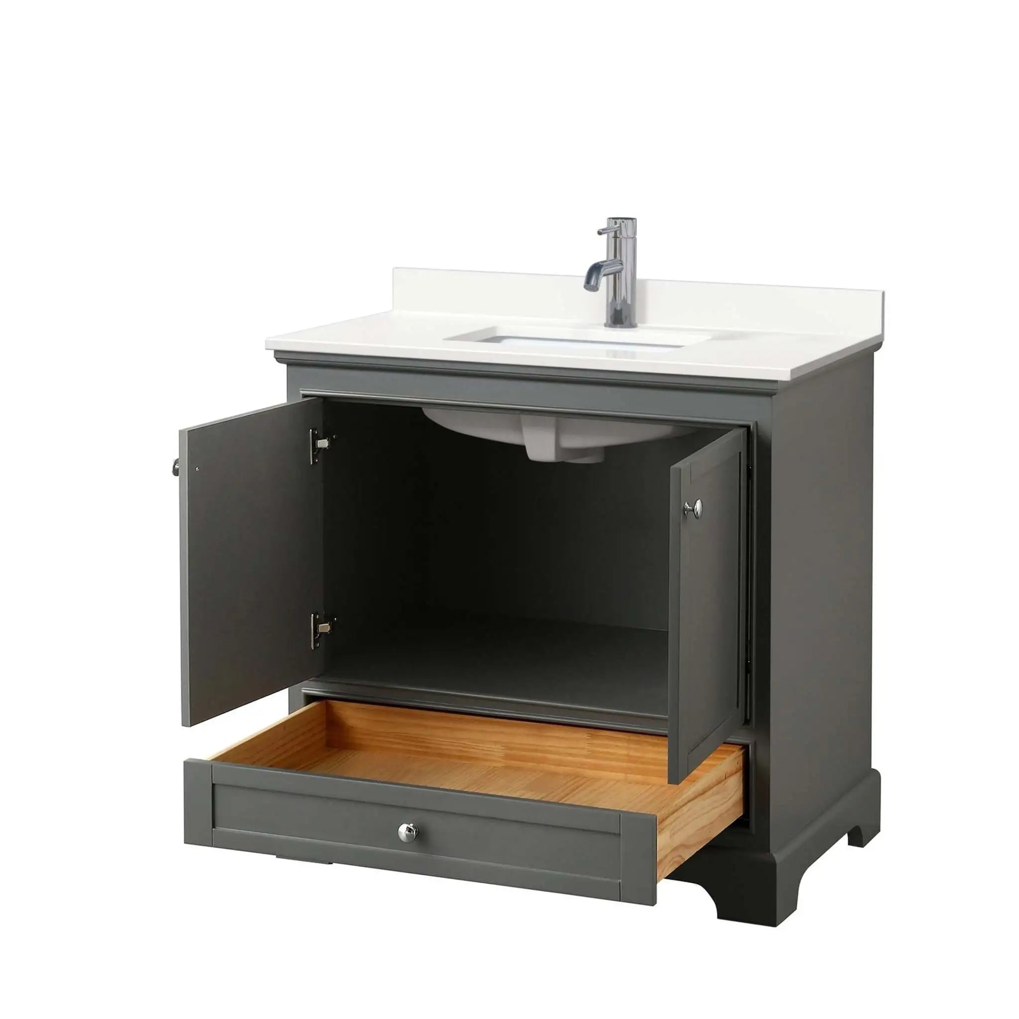 36" Deborah Single Bathroom Vanity in Dark Gray with Polished Chrome Trim by Wyndham
