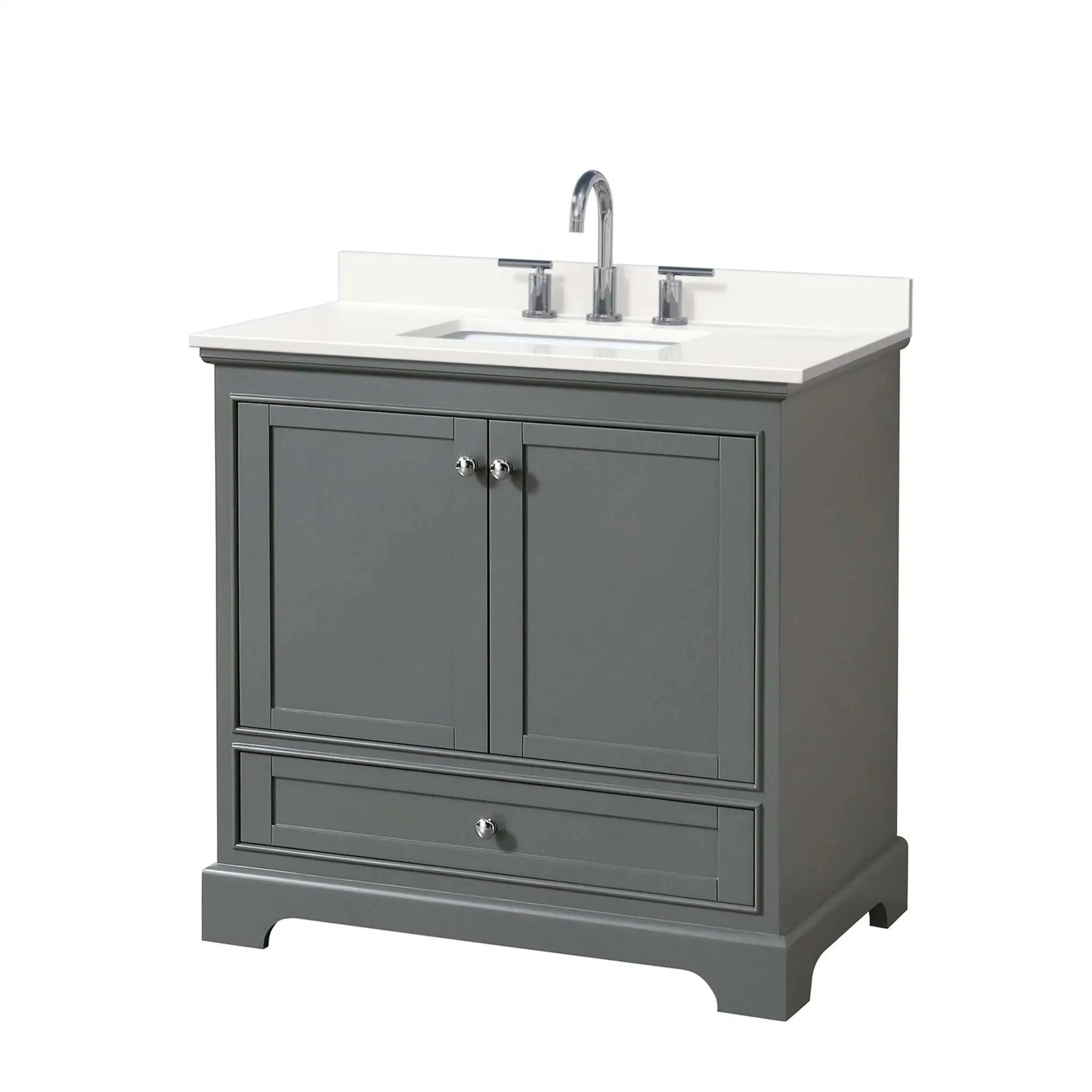 36" Deborah Single Bathroom Vanity in Dark Gray with Polished Chrome Trim by Wyndham