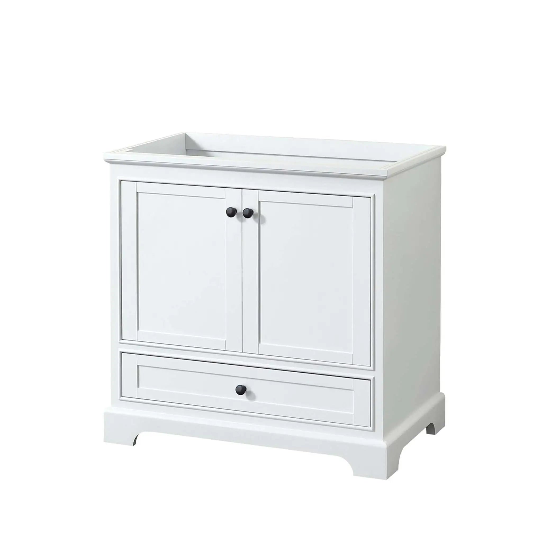 36" Deborah Single Bathroom Vanity in White with Matte Black Trim by Wyndham
