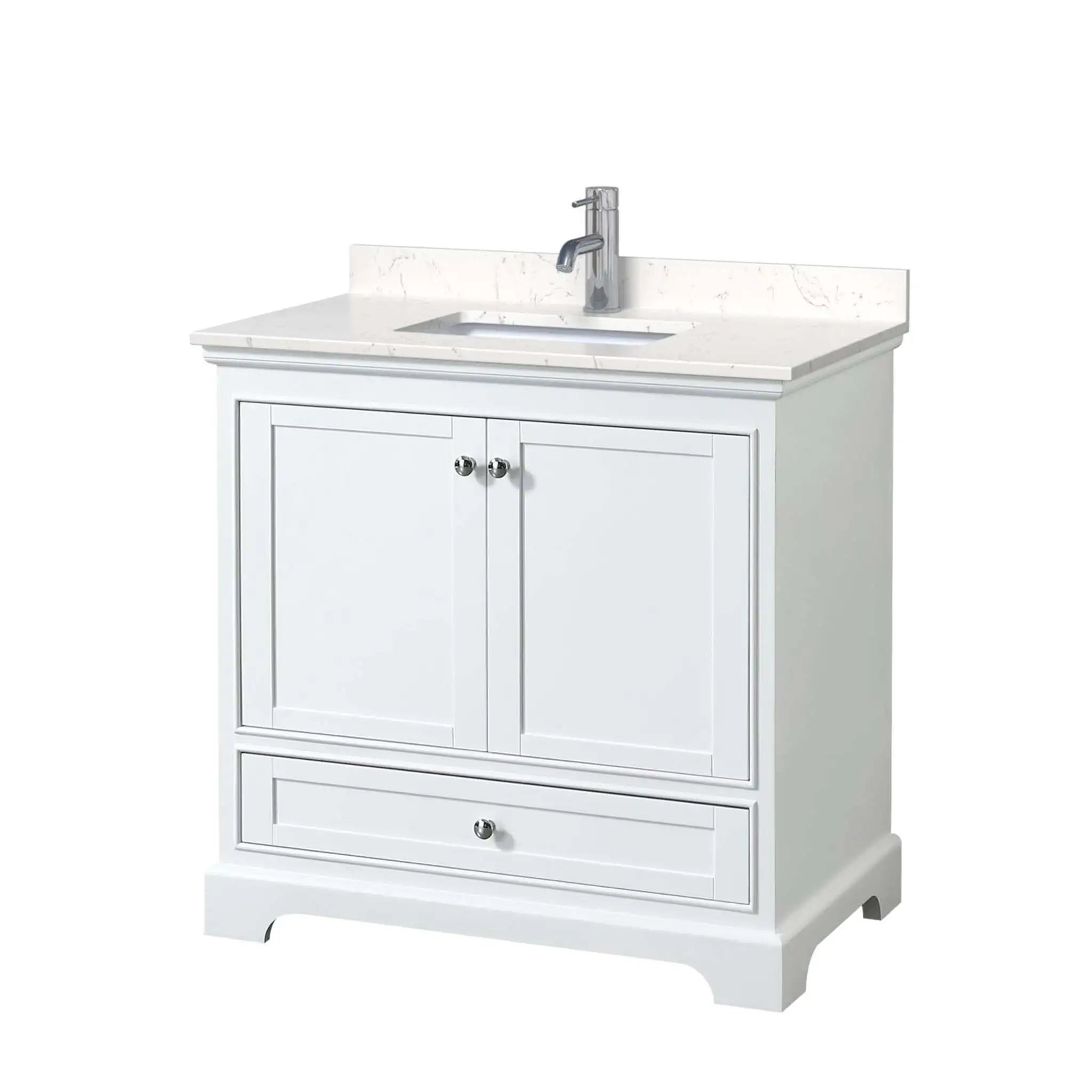 36" Deborah Single Bathroom Vanity in White with Polished Chrome Trim by Wyndham