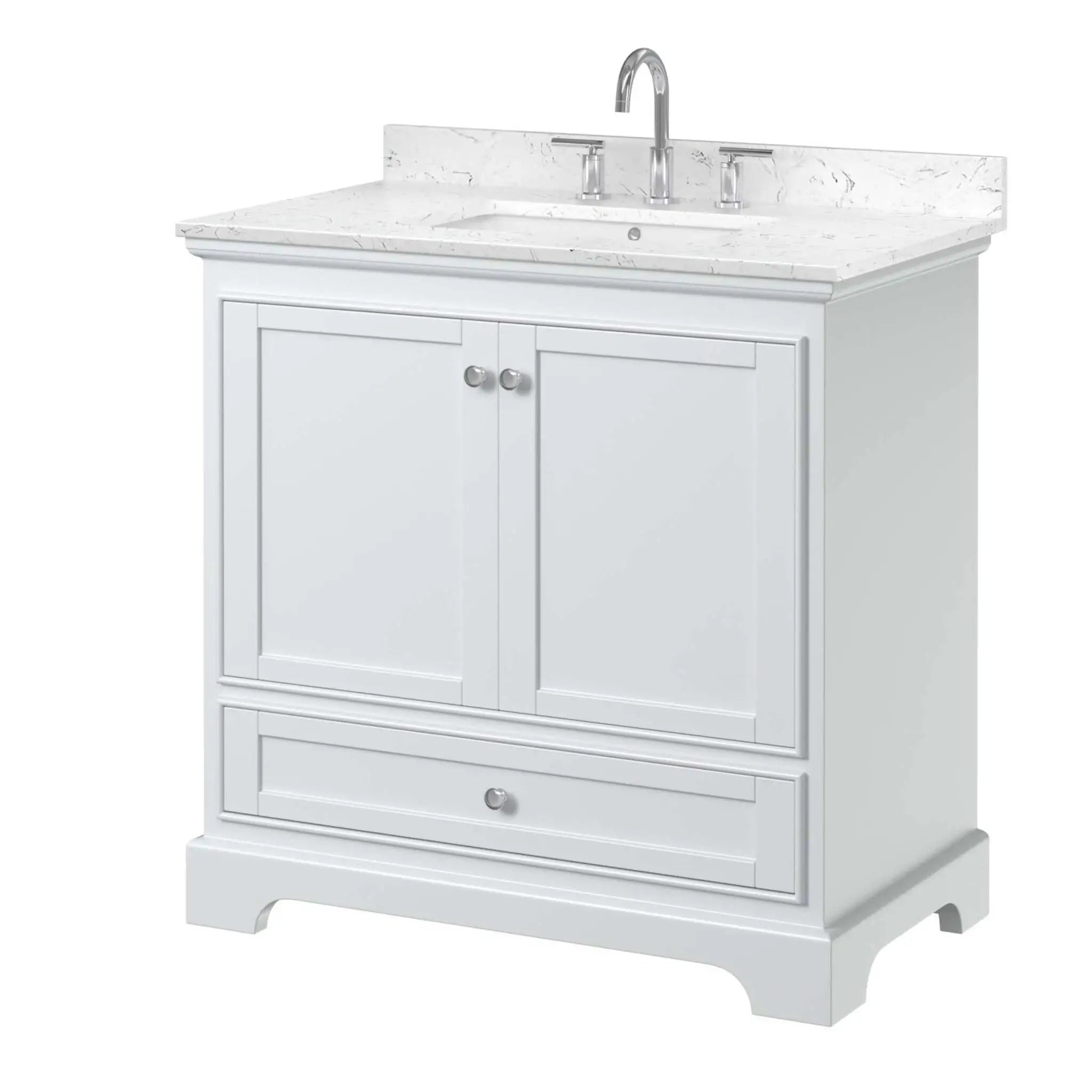 36" Deborah Single Bathroom Vanity in White with Polished Chrome Trim by Wyndham