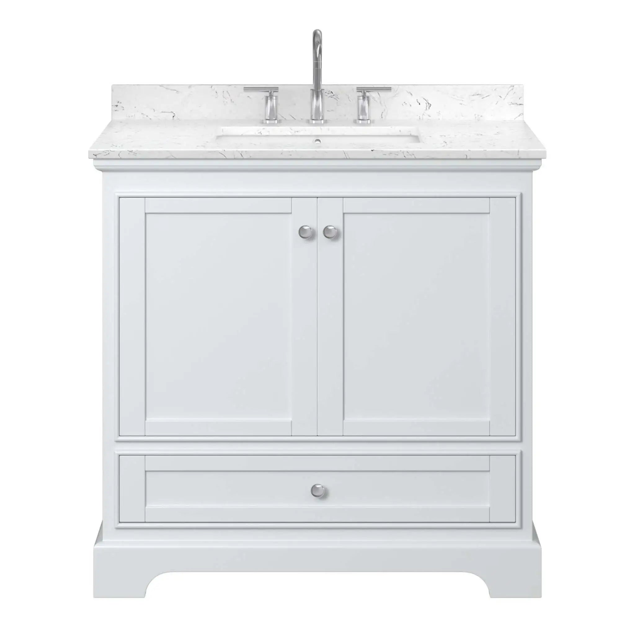 36" Deborah Single Bathroom Vanity in White with Polished Chrome Trim by Wyndham