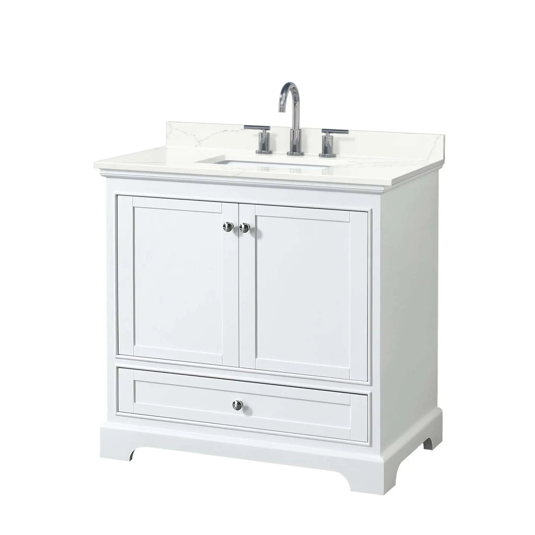 36" Deborah Single Bathroom Vanity in White with Polished Chrome Trim by Wyndham