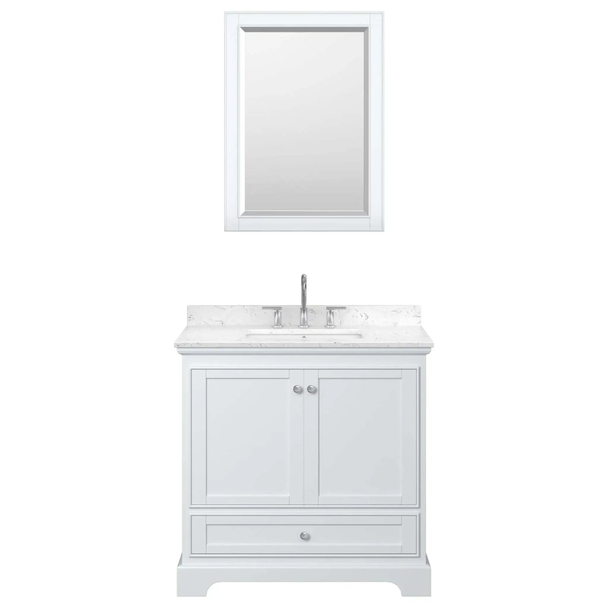 36" Deborah Single Bathroom Vanity in White with Polished Chrome Trim & Medicine Cabinet by Wyndham