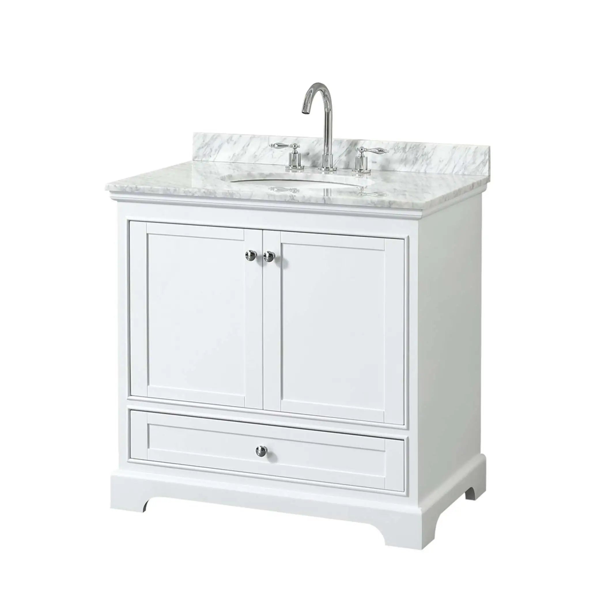 36" Deborah Single Bathroom Vanity in White with Polished Chrome Trim by Wyndham