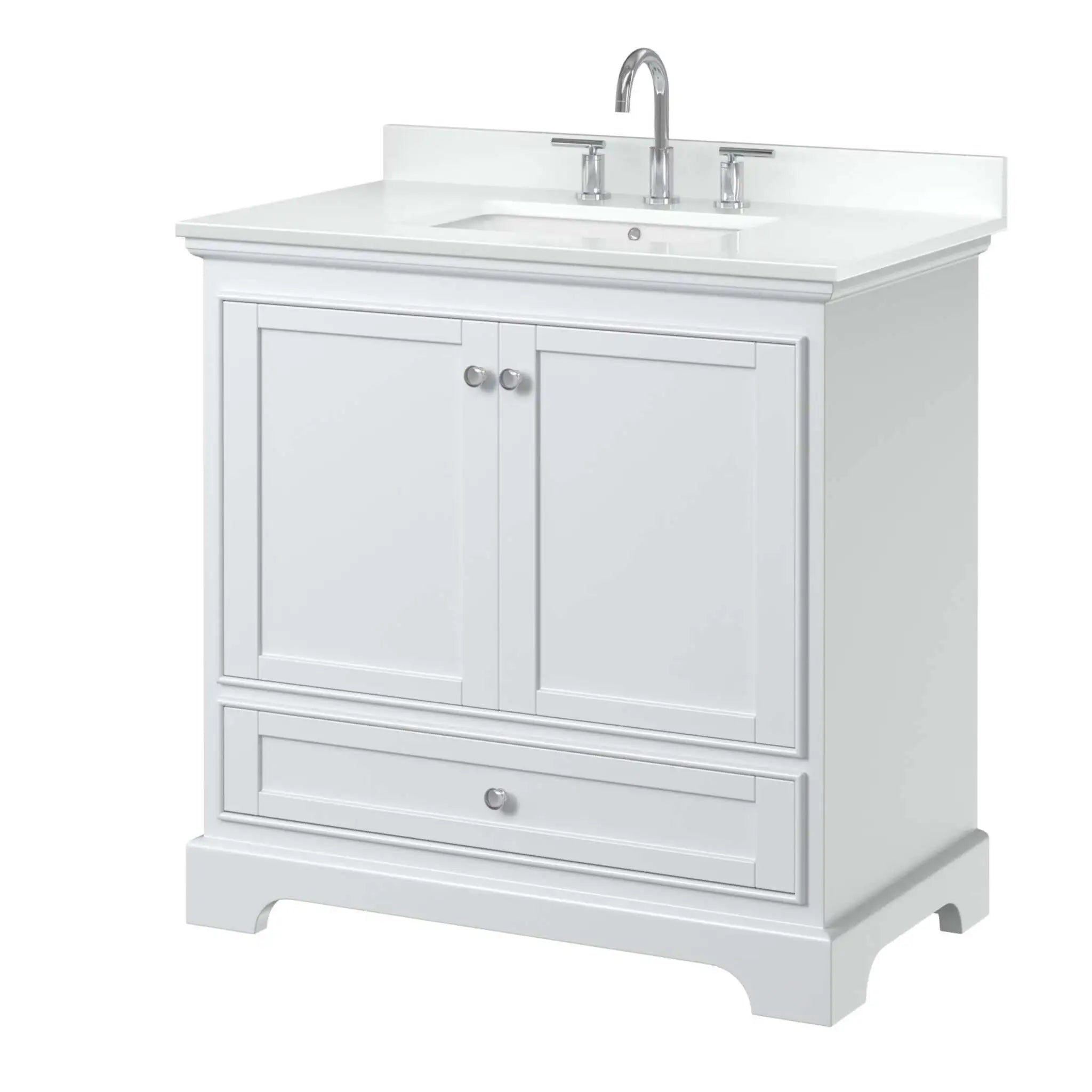 36" Deborah Single Bathroom Vanity in White with Polished Chrome Trim by Wyndham