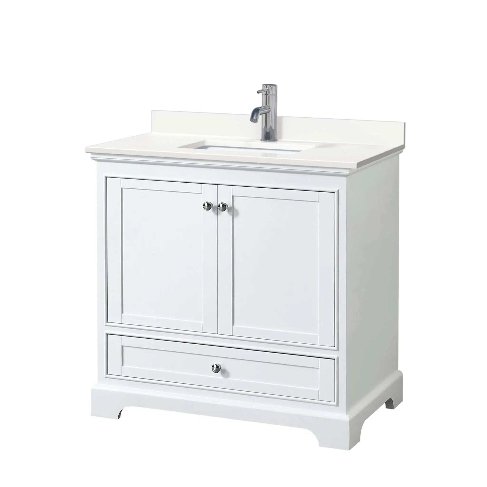 36" Deborah Single Bathroom Vanity in White with Polished Chrome Trim by Wyndham