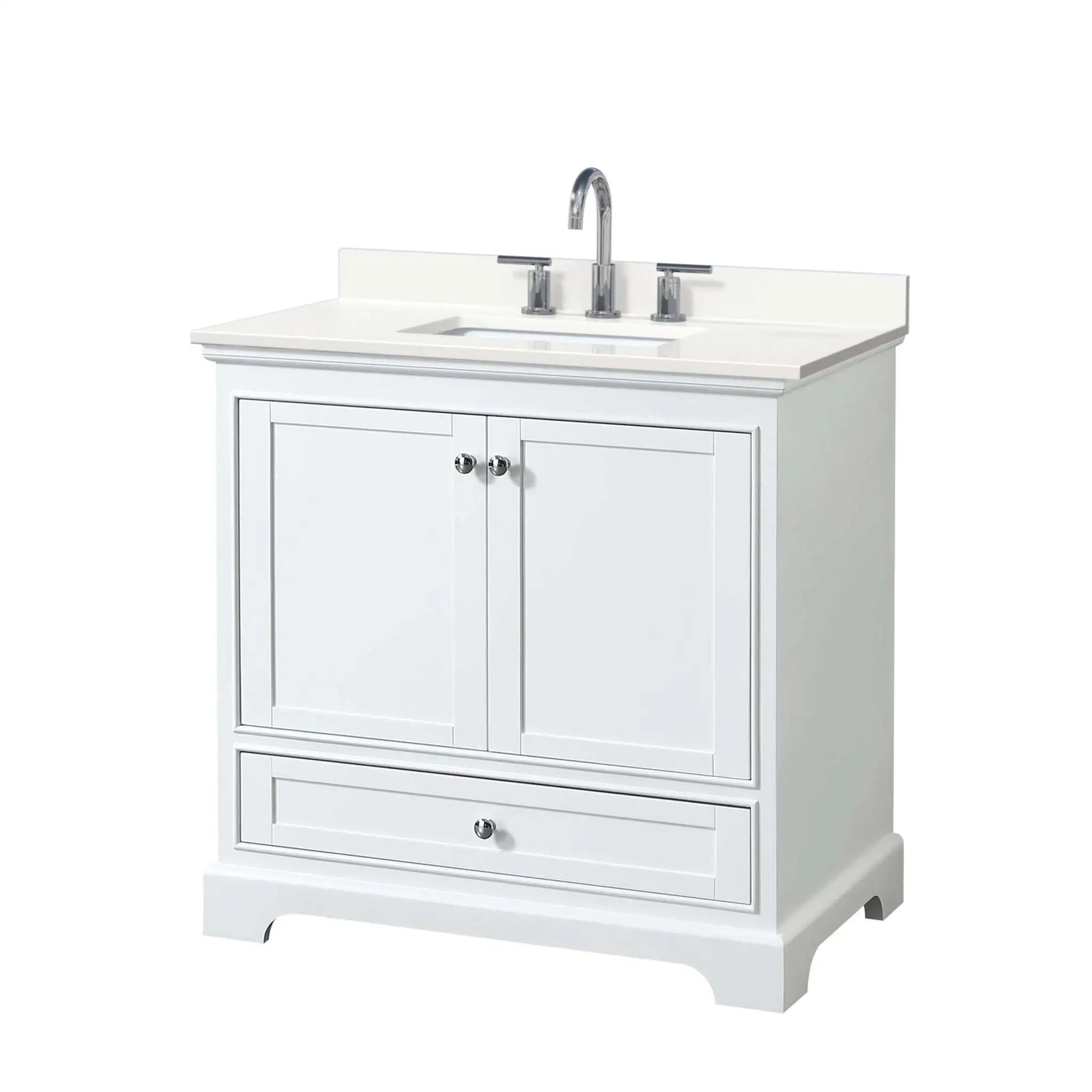36" Deborah Single Bathroom Vanity in White with Polished Chrome Trim by Wyndham
