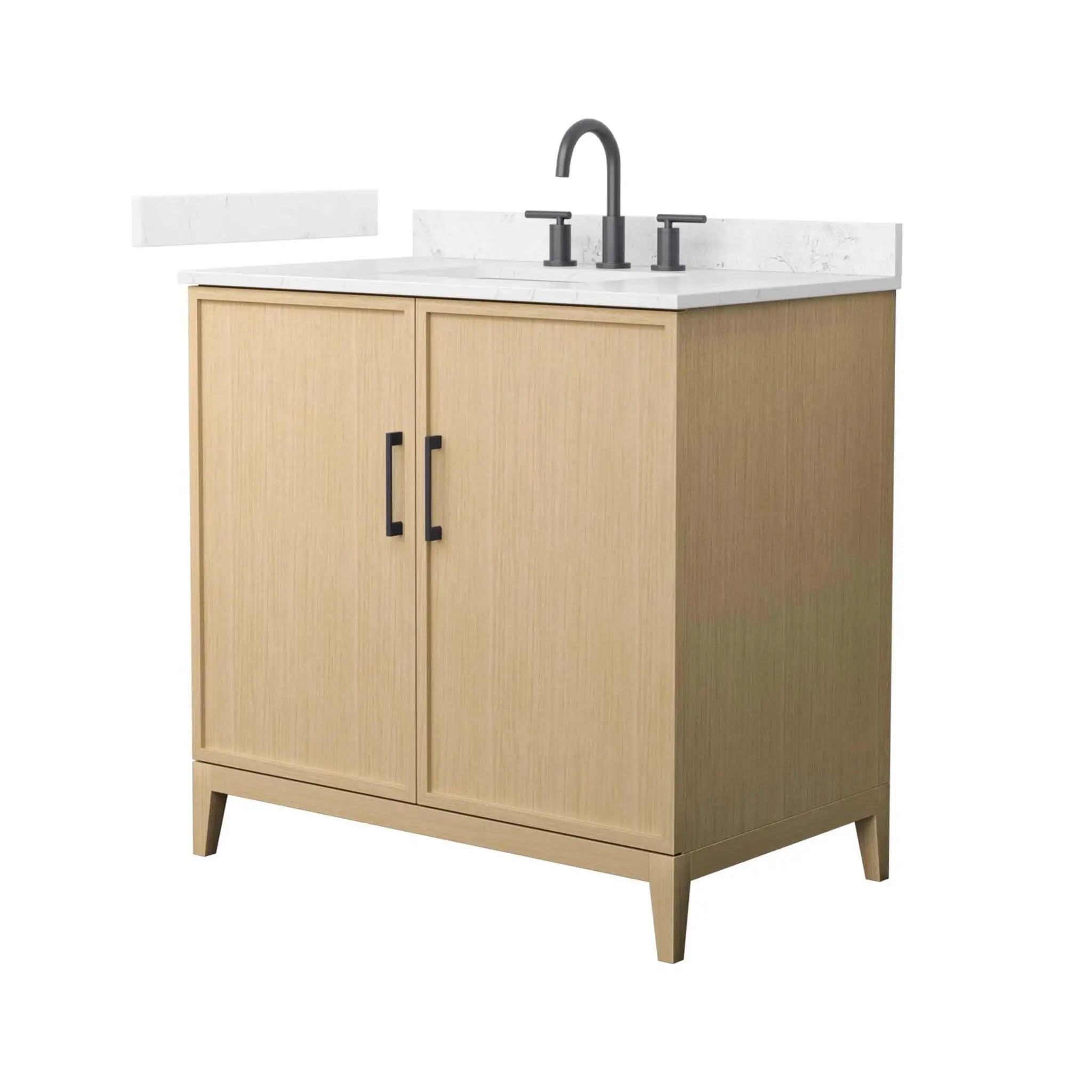 36" Elan Single Bathroom Vanity in White Oak with Matte Black Trim by Wyndham