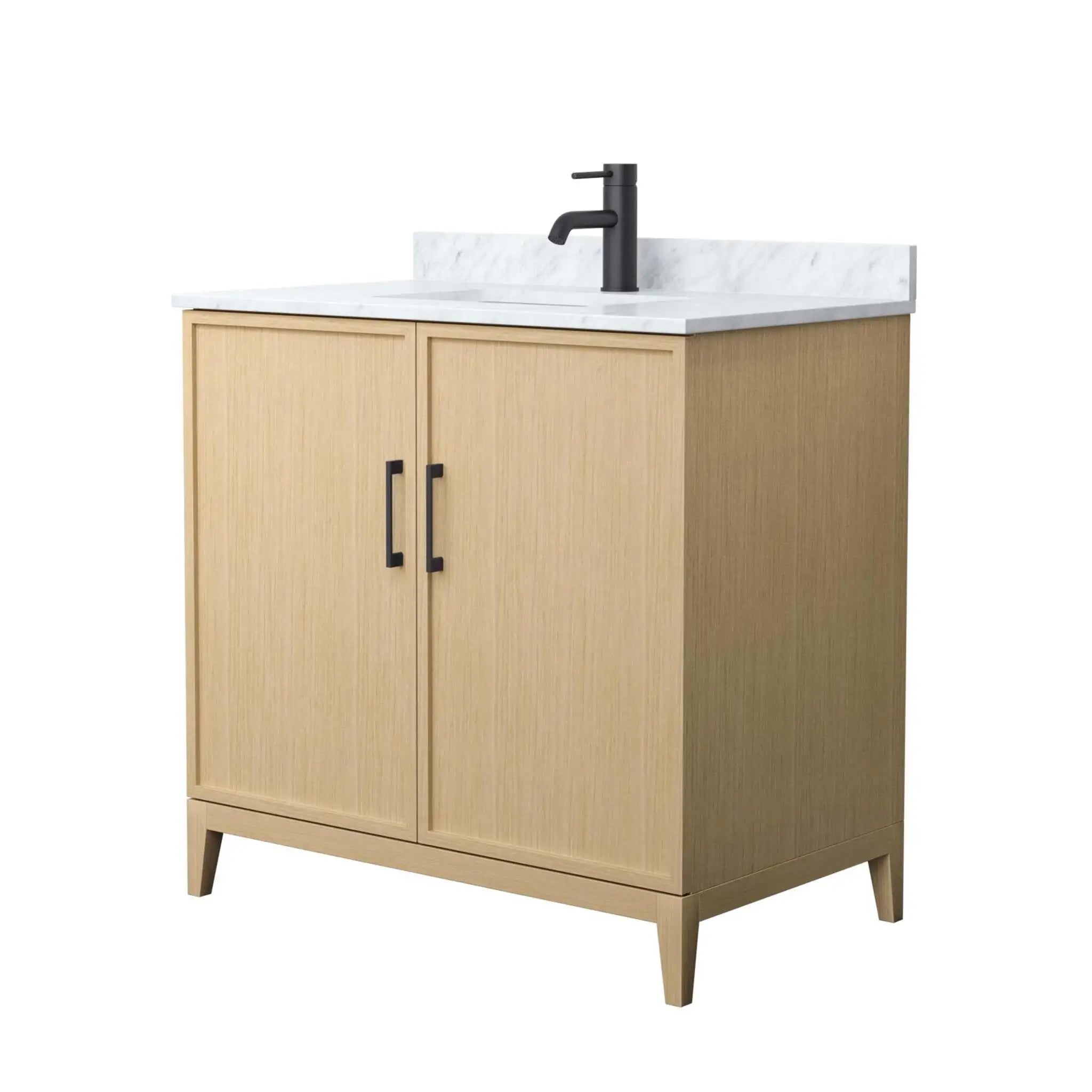 36" Elan Single Bathroom Vanity in White Oak with Matte Black Trim by Wyndham