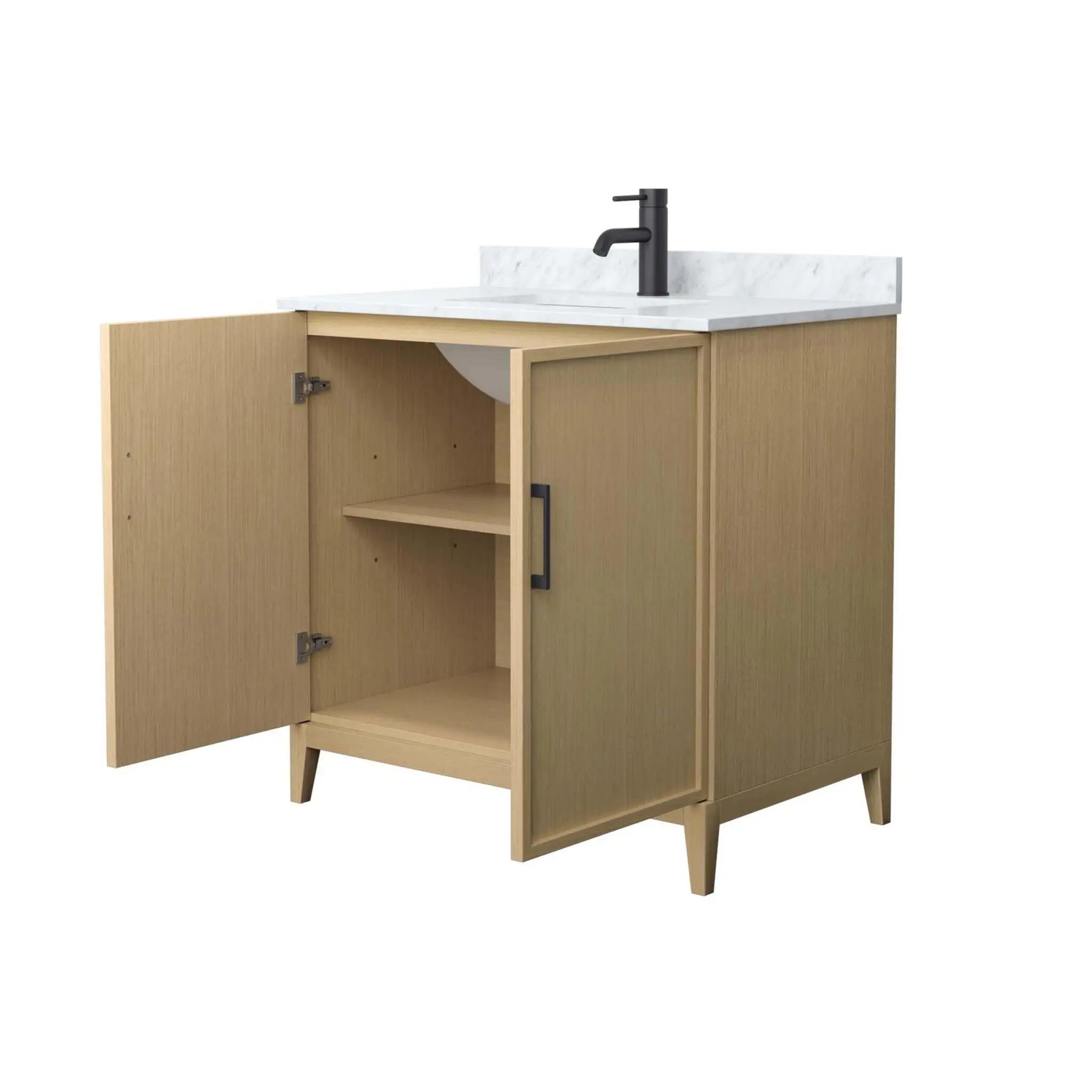 36" Elan Single Bathroom Vanity in White Oak with Matte Black Trim by Wyndham