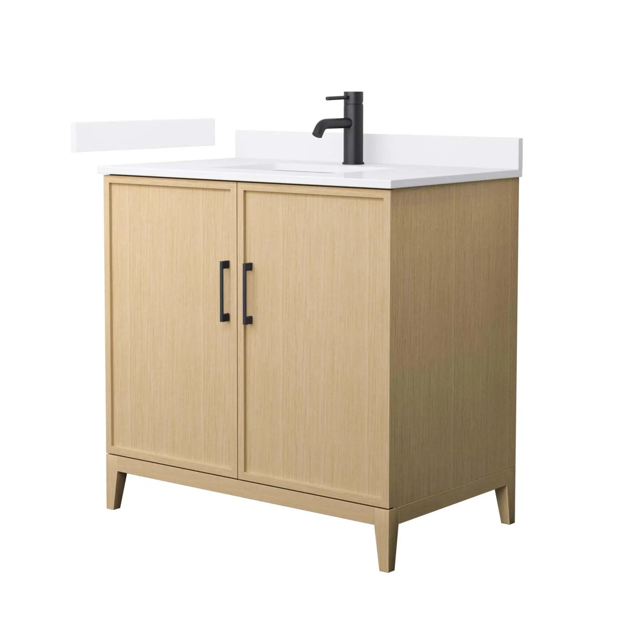 36" Elan Single Bathroom Vanity in White Oak with Matte Black Trim by Wyndham