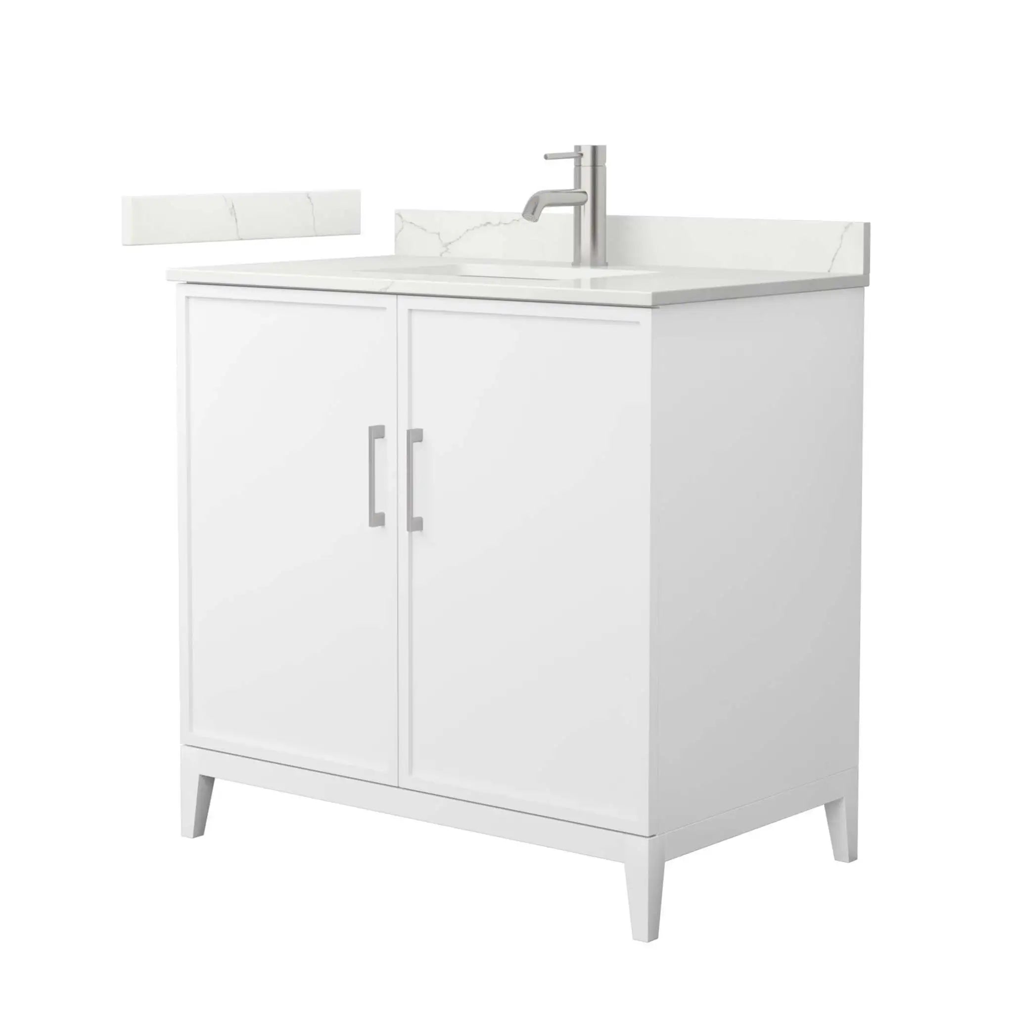 36" Elan Single Bathroom Vanity in White with Brushed Nickel Trim by Wyndham