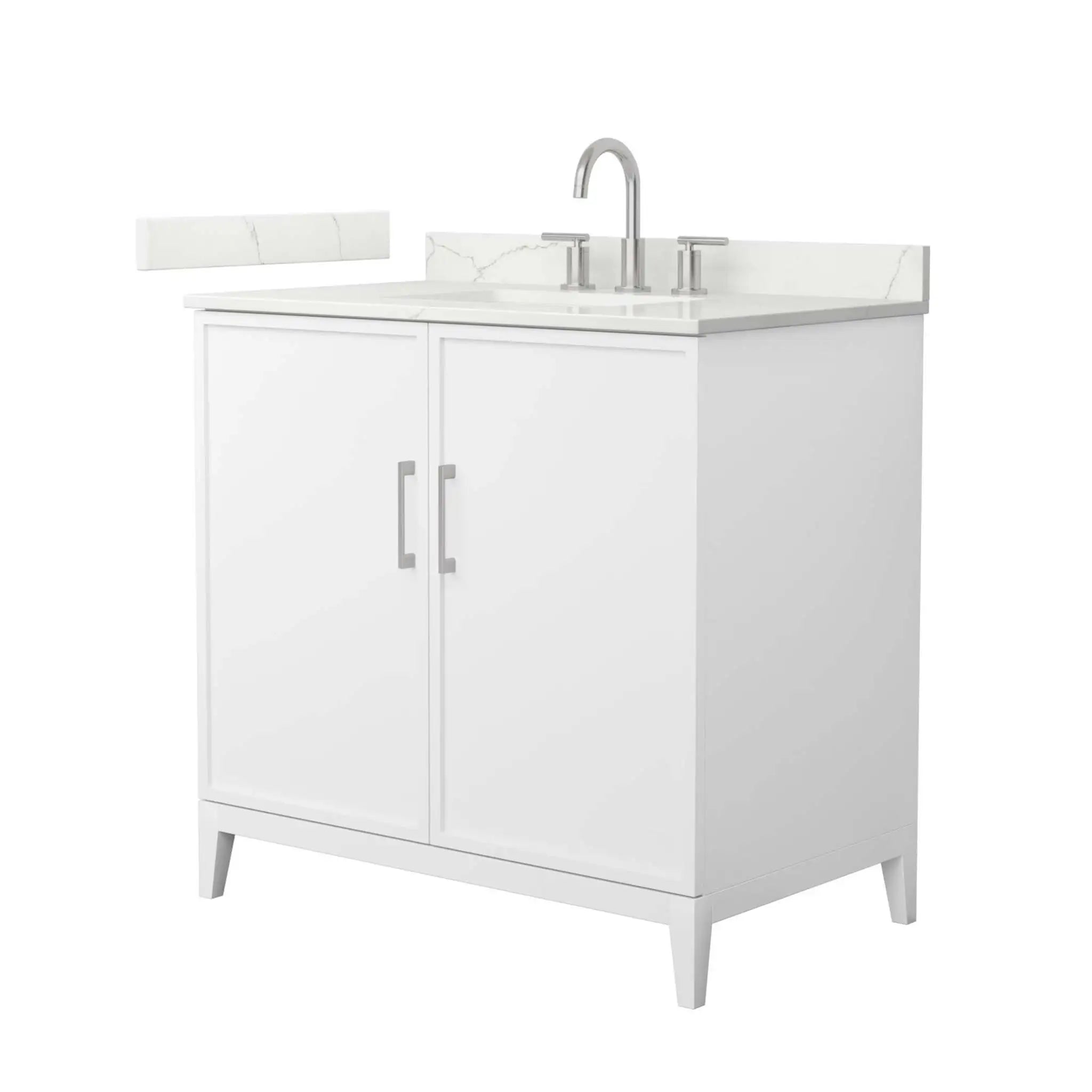 36" Elan Single Bathroom Vanity in White with Brushed Nickel Trim by Wyndham