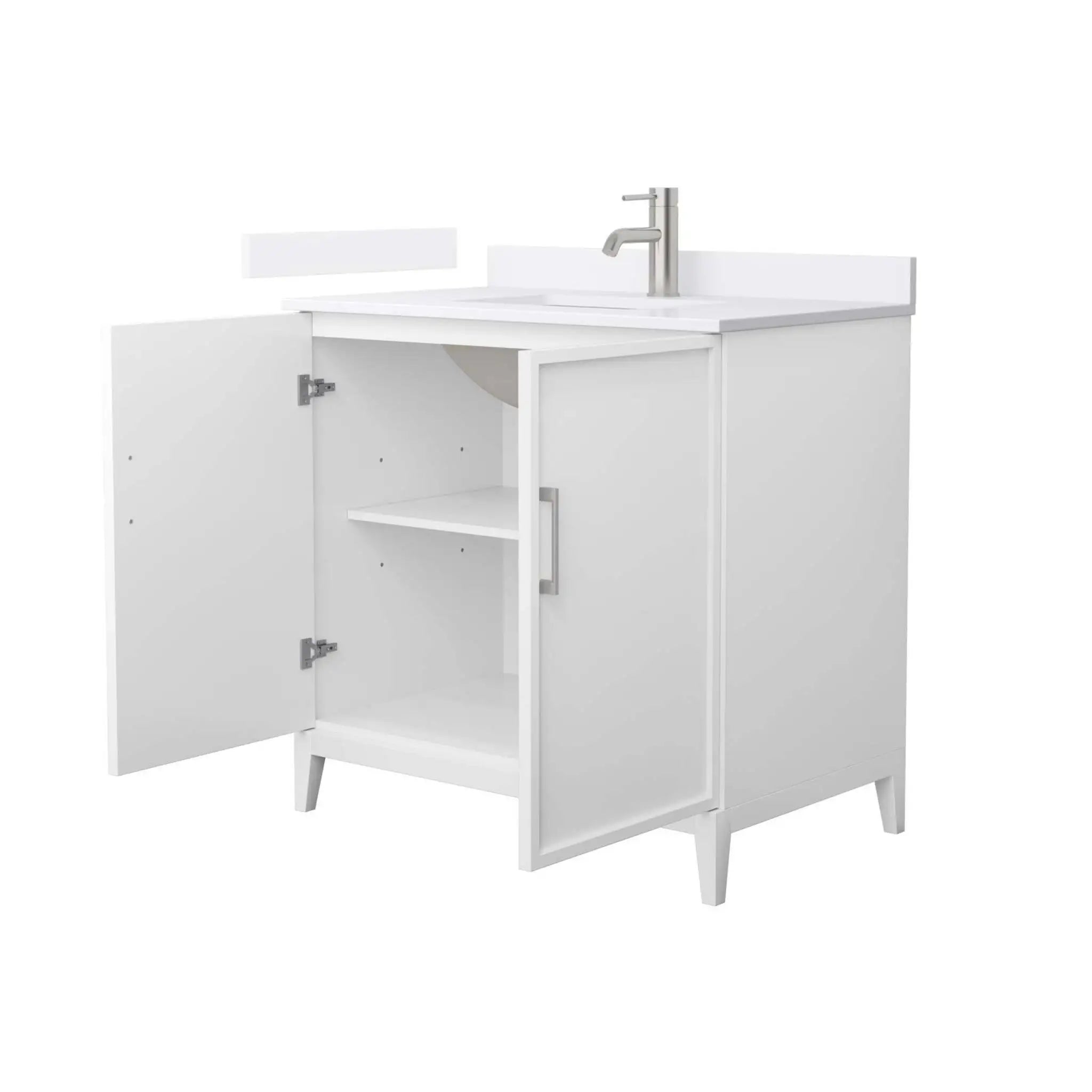 36" Elan Single Bathroom Vanity in White with Brushed Nickel Trim by Wyndham