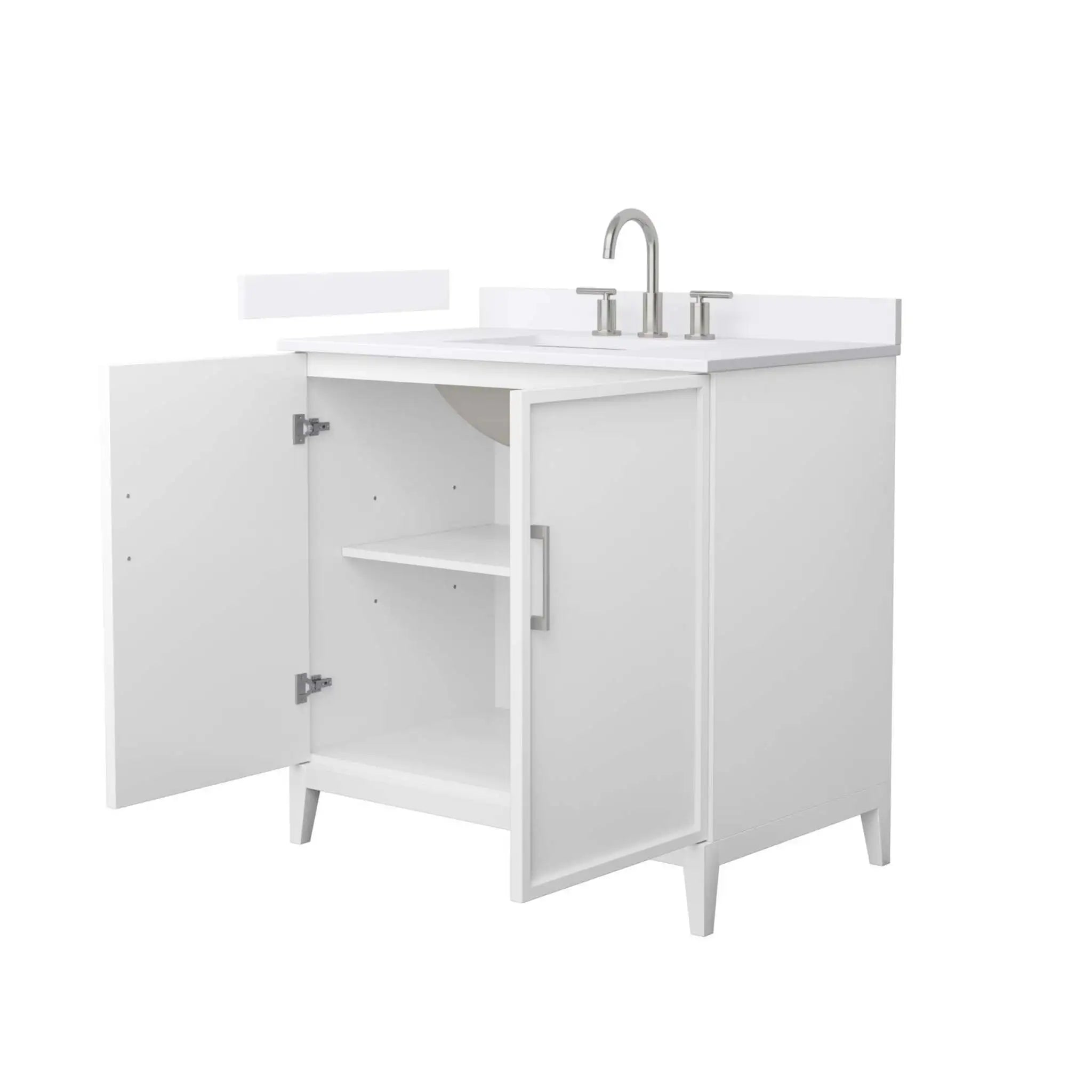 36" Elan Single Bathroom Vanity in White with Brushed Nickel Trim by Wyndham
