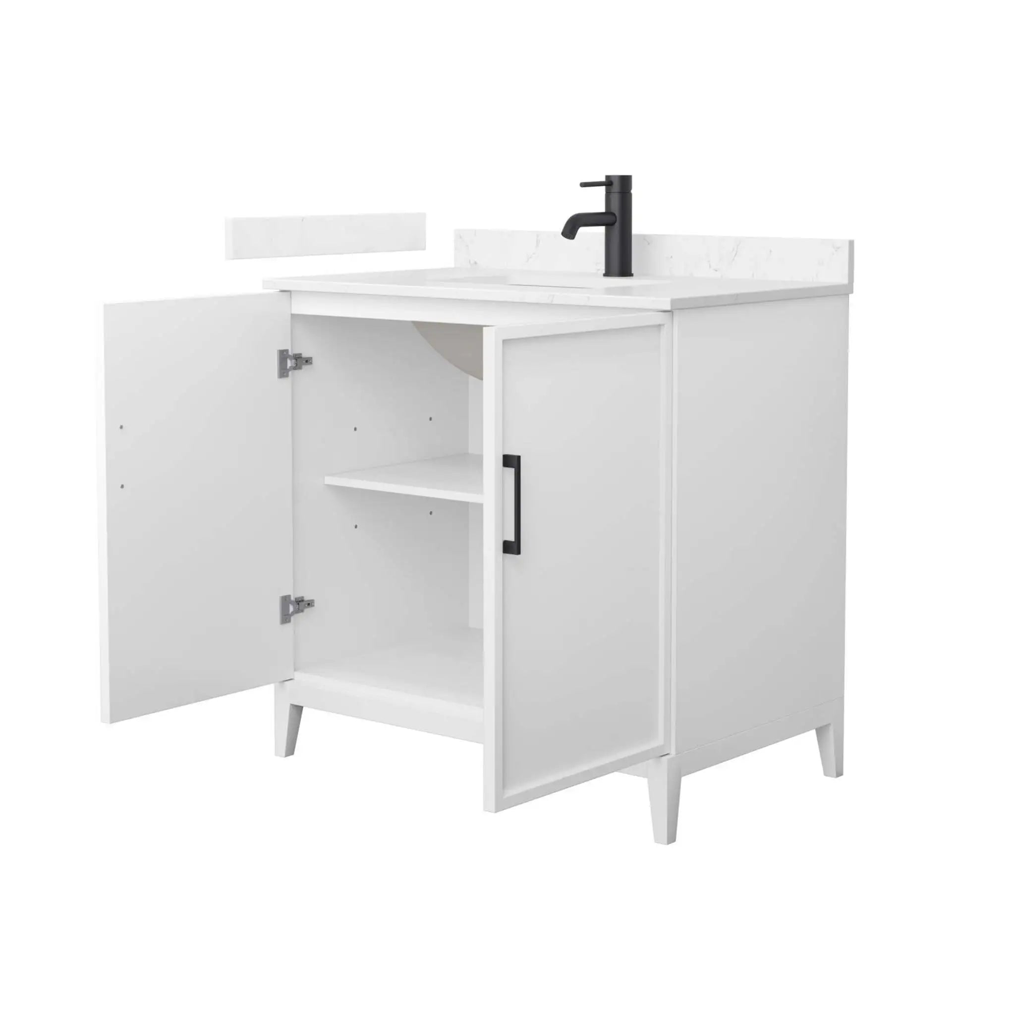 36" Elan Single Bathroom Vanity in White with Matte Black Trim by Wyndham