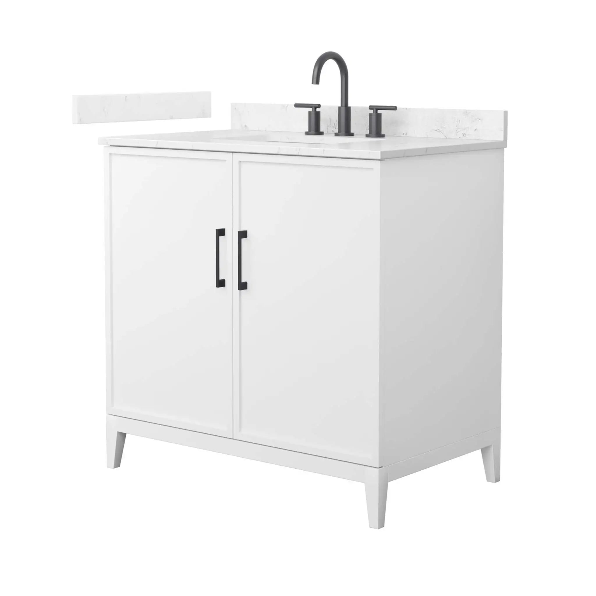 36" Elan Single Bathroom Vanity in White with Matte Black Trim by Wyndham