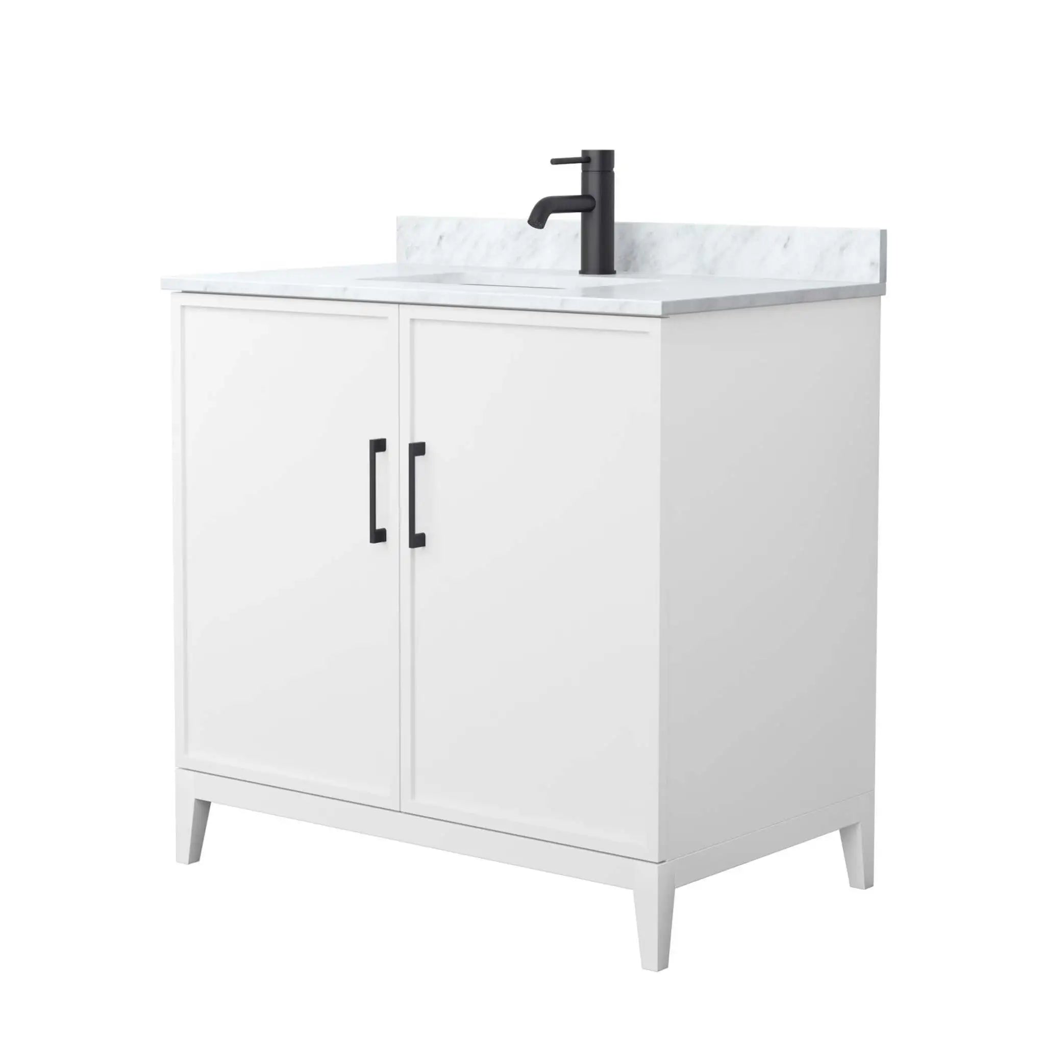 36" Elan Single Bathroom Vanity in White with Matte Black Trim by Wyndham
