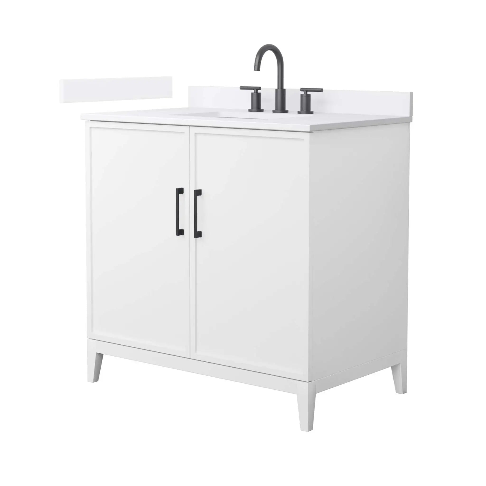 36" Elan Single Bathroom Vanity in White with Matte Black Trim by Wyndham