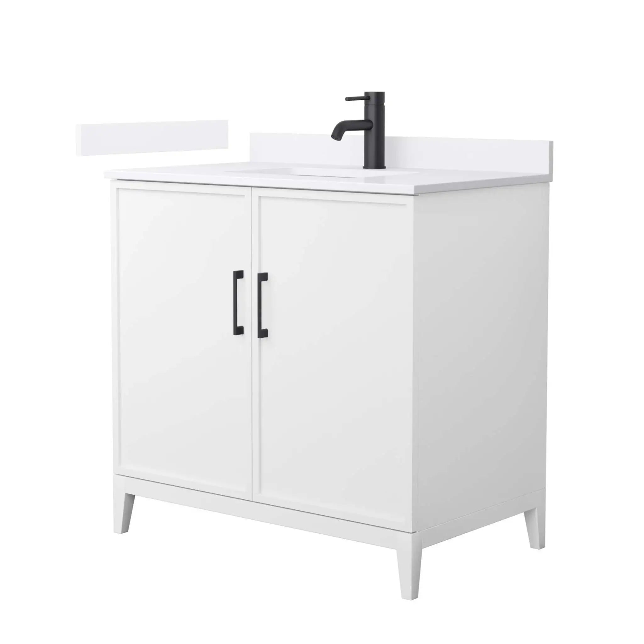 36" Elan Single Bathroom Vanity in White with Matte Black Trim by Wyndham