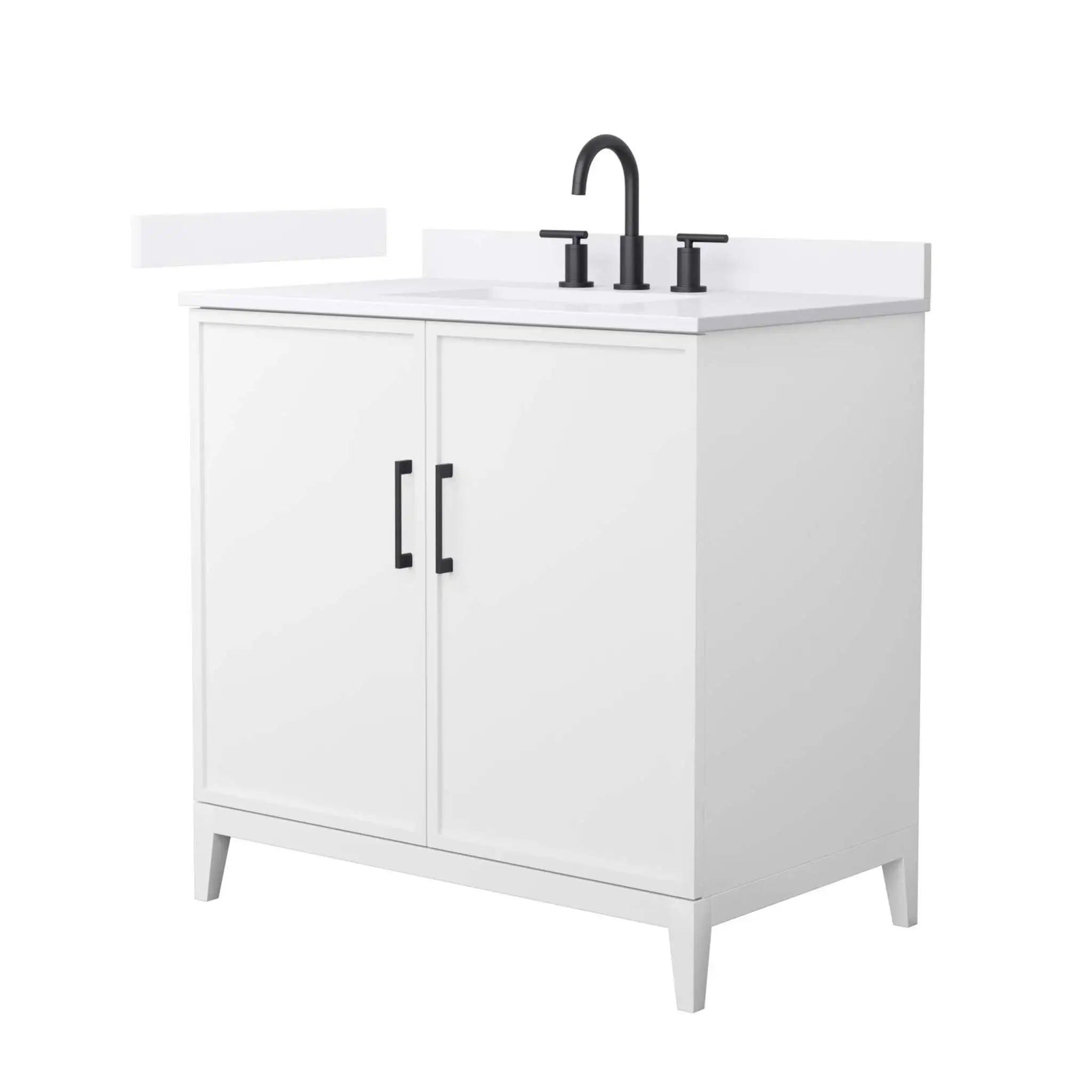 36" Elan Single Bathroom Vanity in White with Matte Black Trim by Wyndham