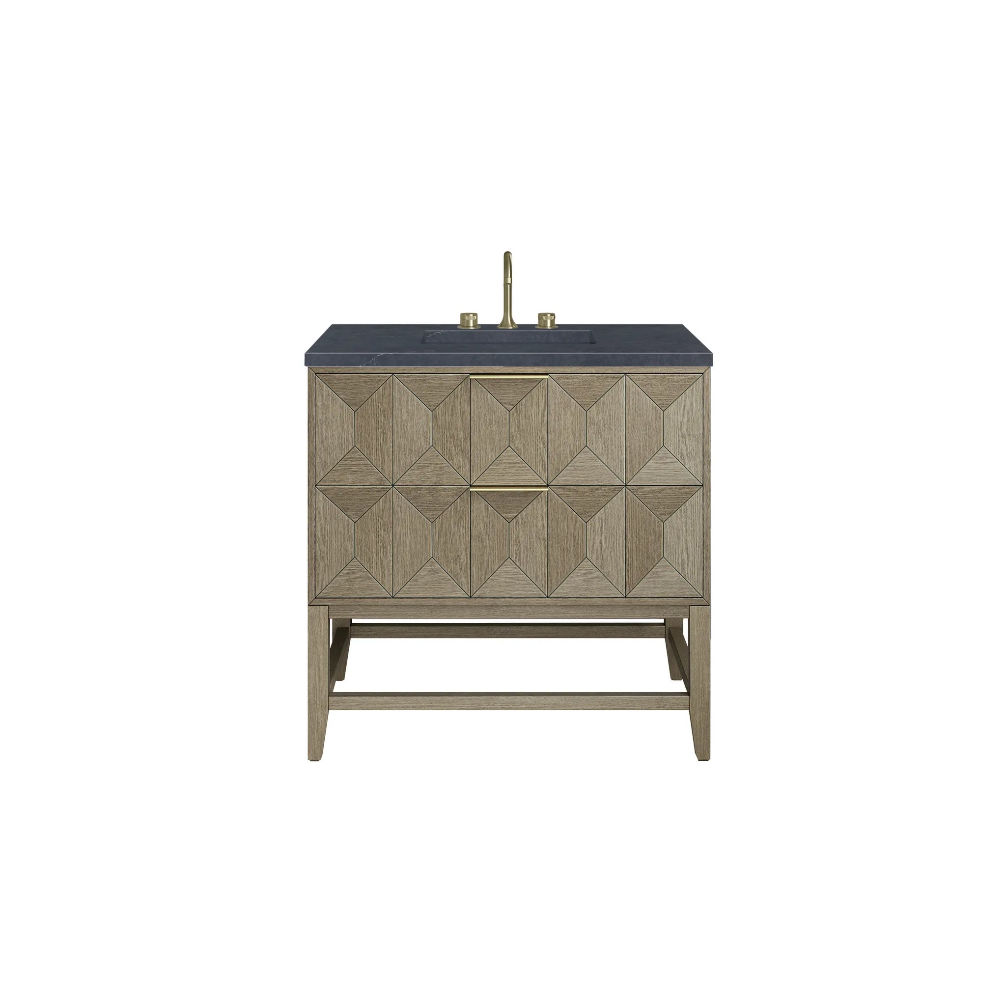36" Emmeline Single Vanity in Pebble Oak-Charcoal Soapstone Silestone-8" Widespread image 1