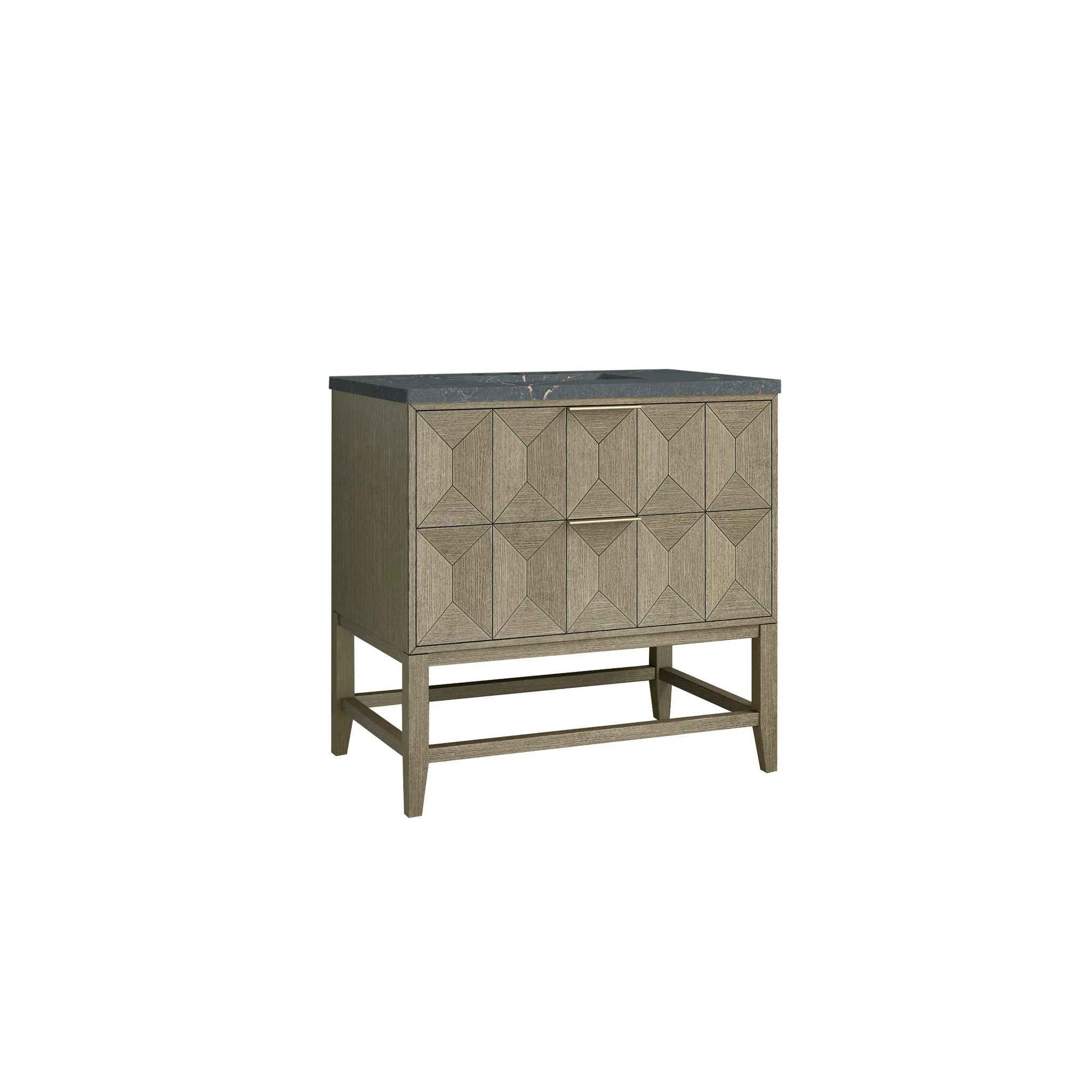 36" Emmeline Single Vanity in Pebble Oak-Parisien Bleu Silestone-8" Widespread image 4