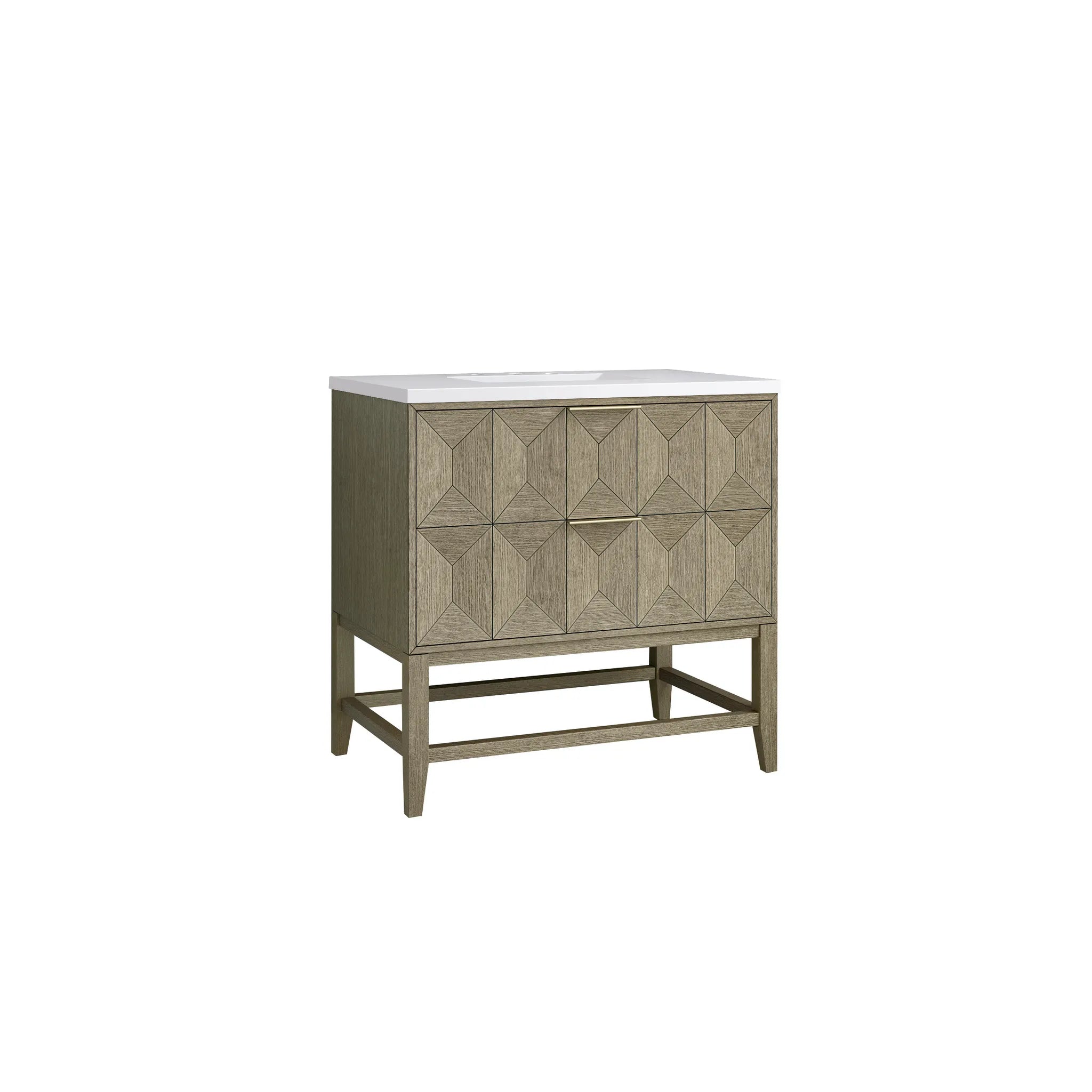 36" Emmeline Single Vanity in Pebble Oak-White Zeus Silestone-8" Widespread image 5
